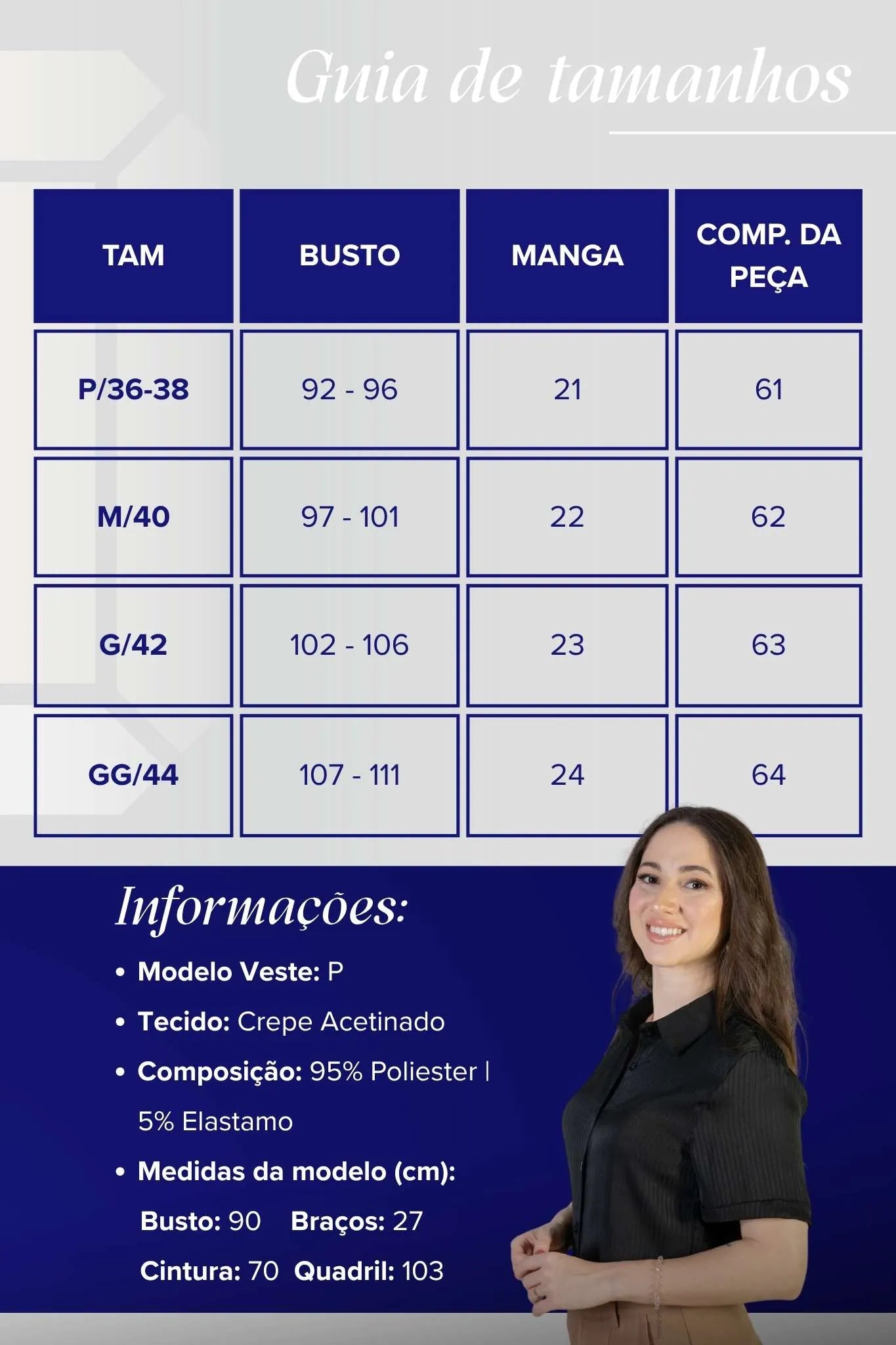 Camisa Manga Curta Crepe Acetinado Glaucia Preta