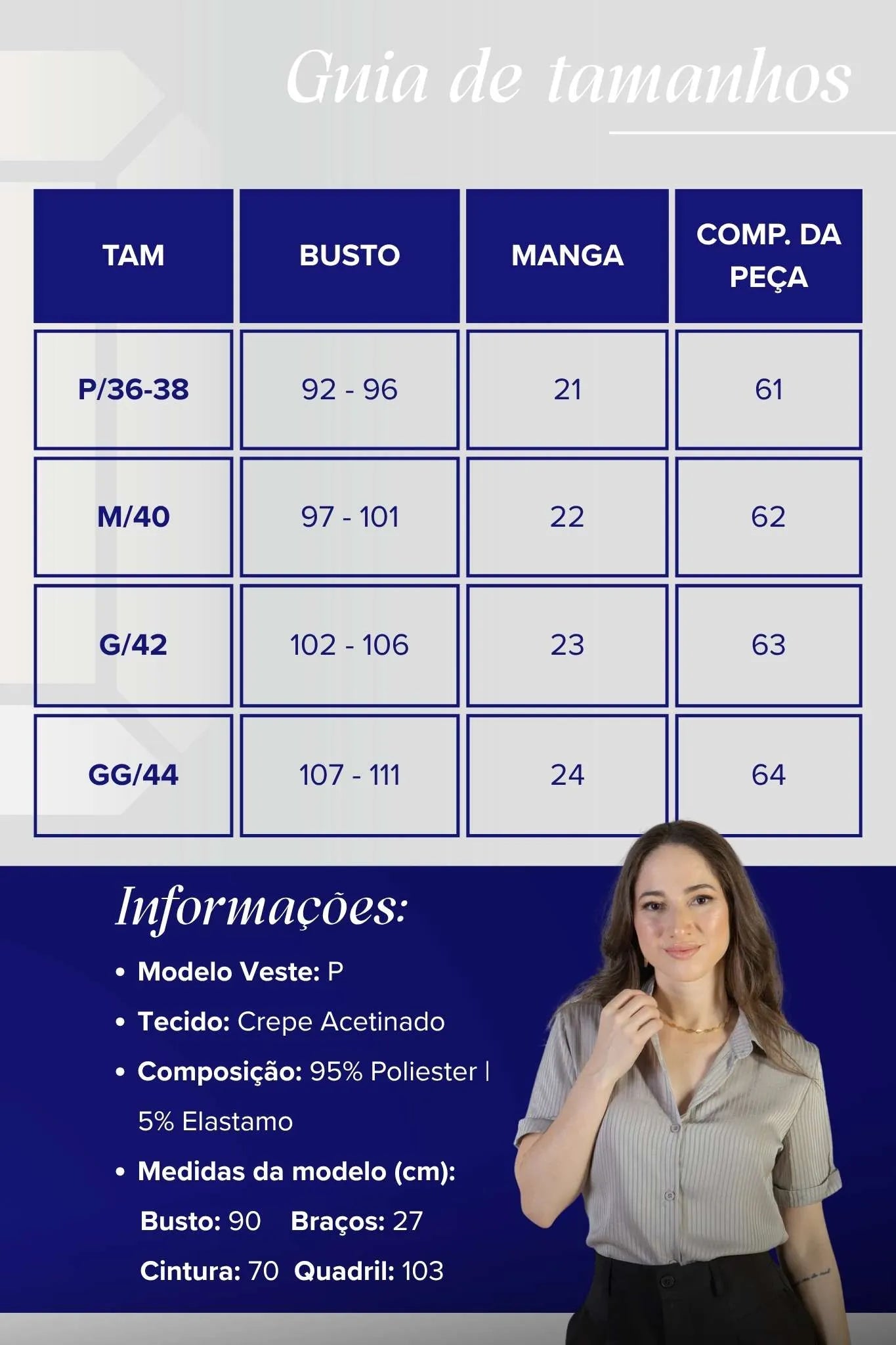 Camisa Manga Curta Crepe Acetinado Glaucia Cinza