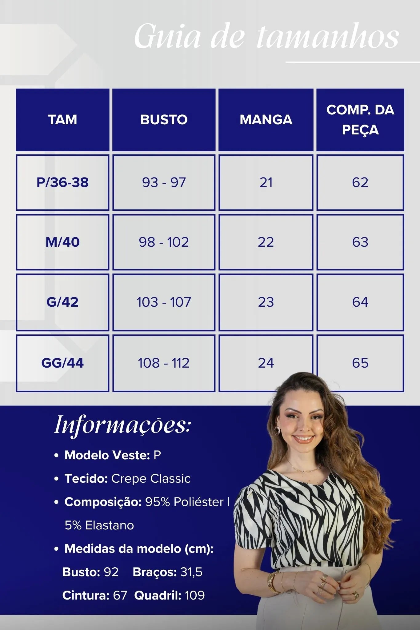 Blusa Manga Curta Detalhe Botão Decote "V" Crepe Classic Graciane Preta