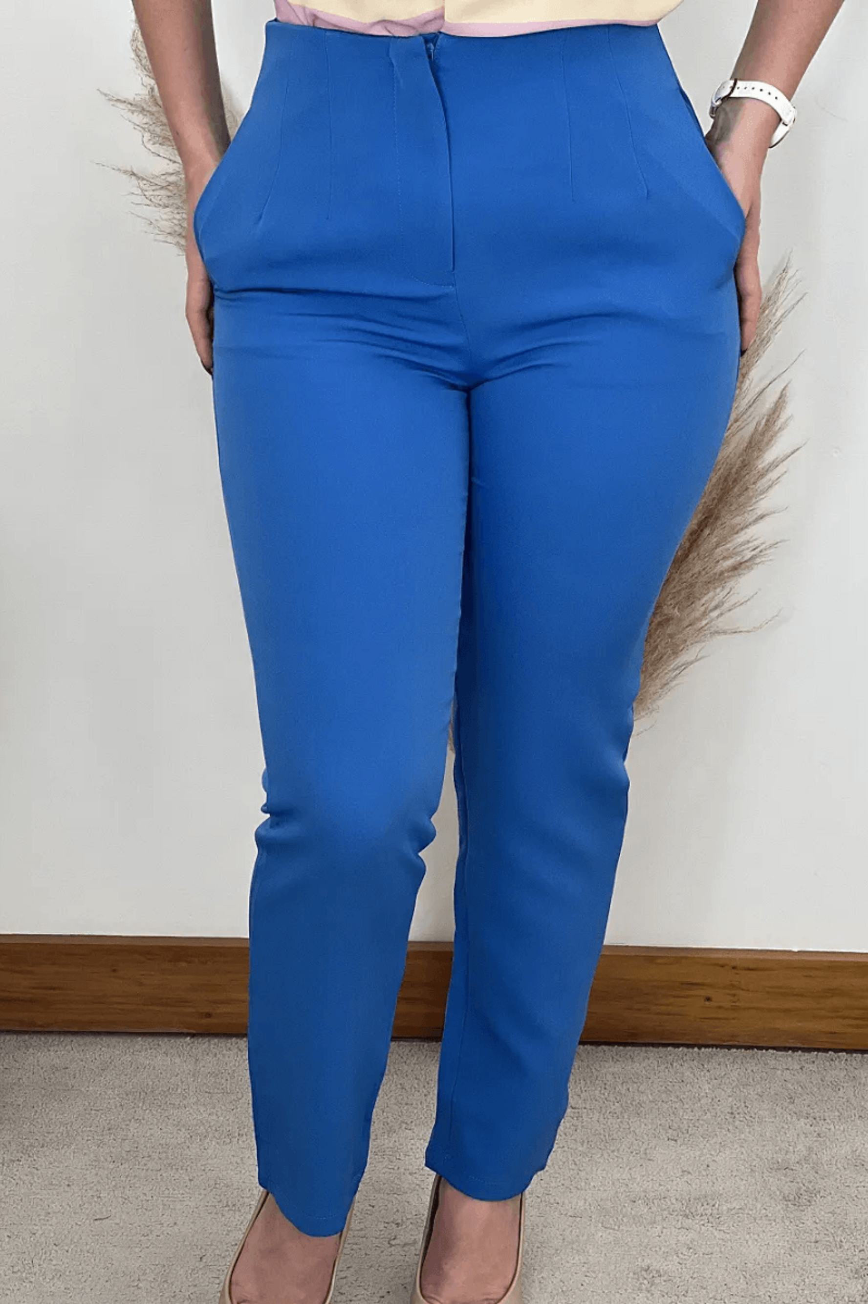 Calça Skinny Detalhe Cós Heloísa Azul Oceano