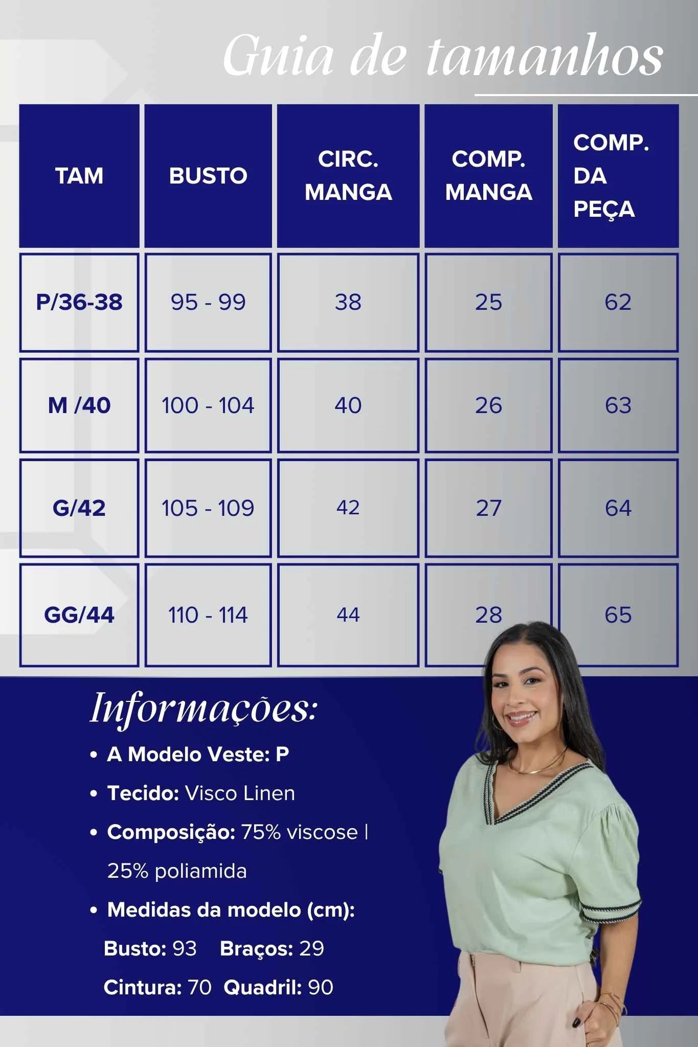 Blusa Manga Curta Decote em "V" em Visco Linen com Bordado Contrastante Helen Verde