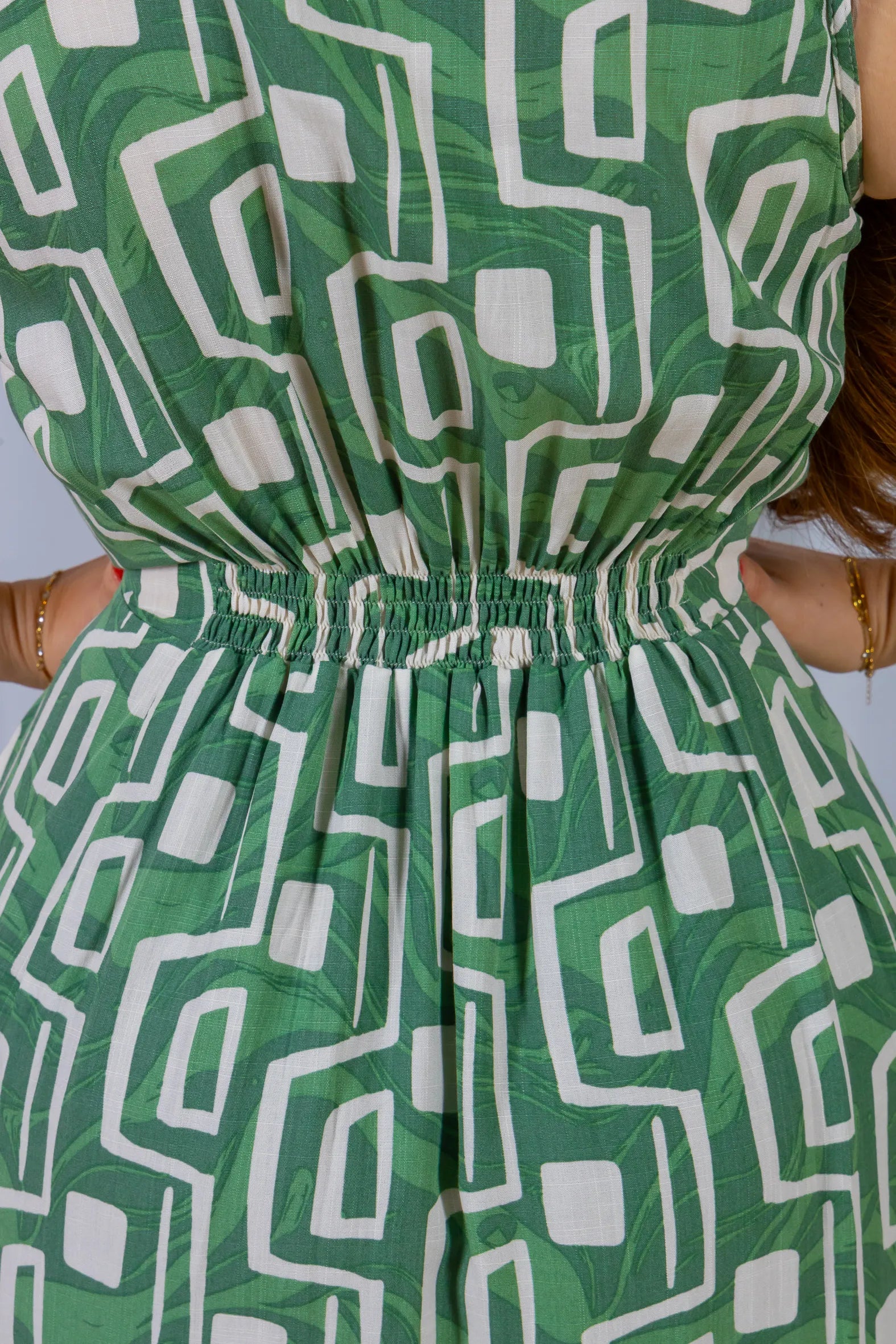 Vestido Midi Regata Viscose Ágatha Estampado Verde
