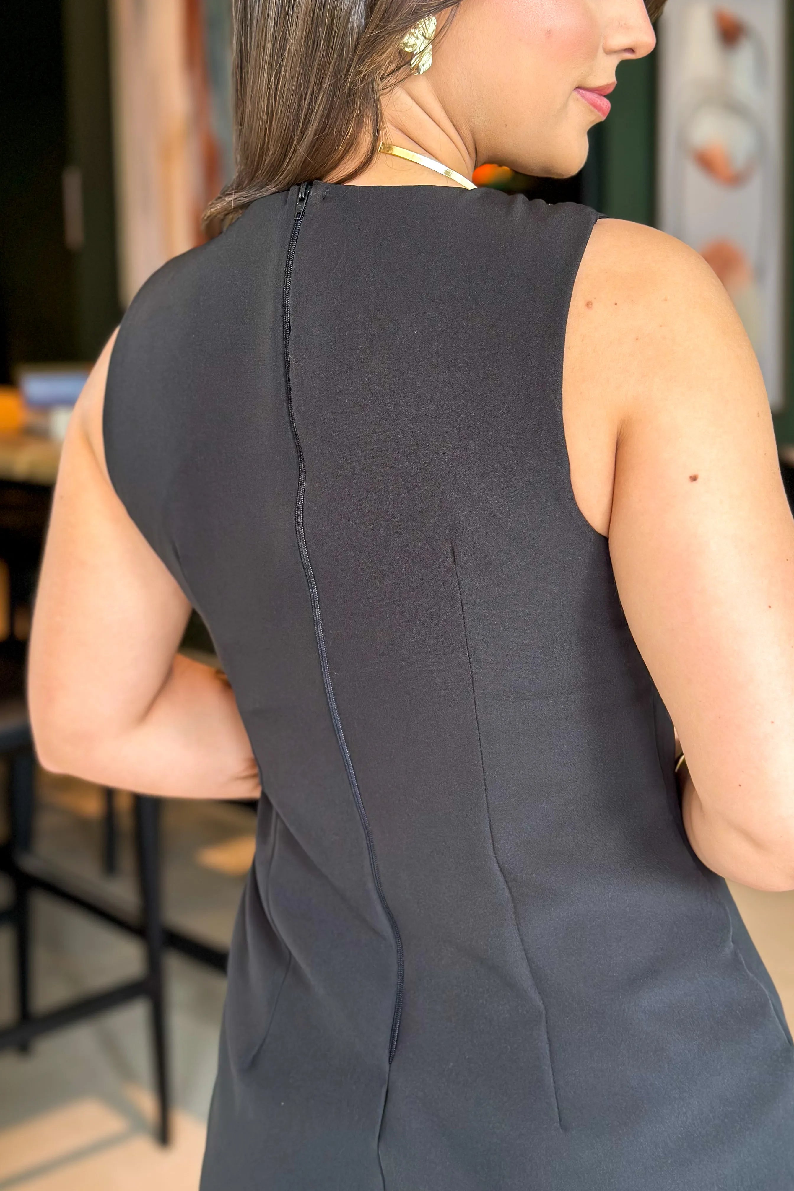 Vestido Decote "V" Regata Verônica Preto