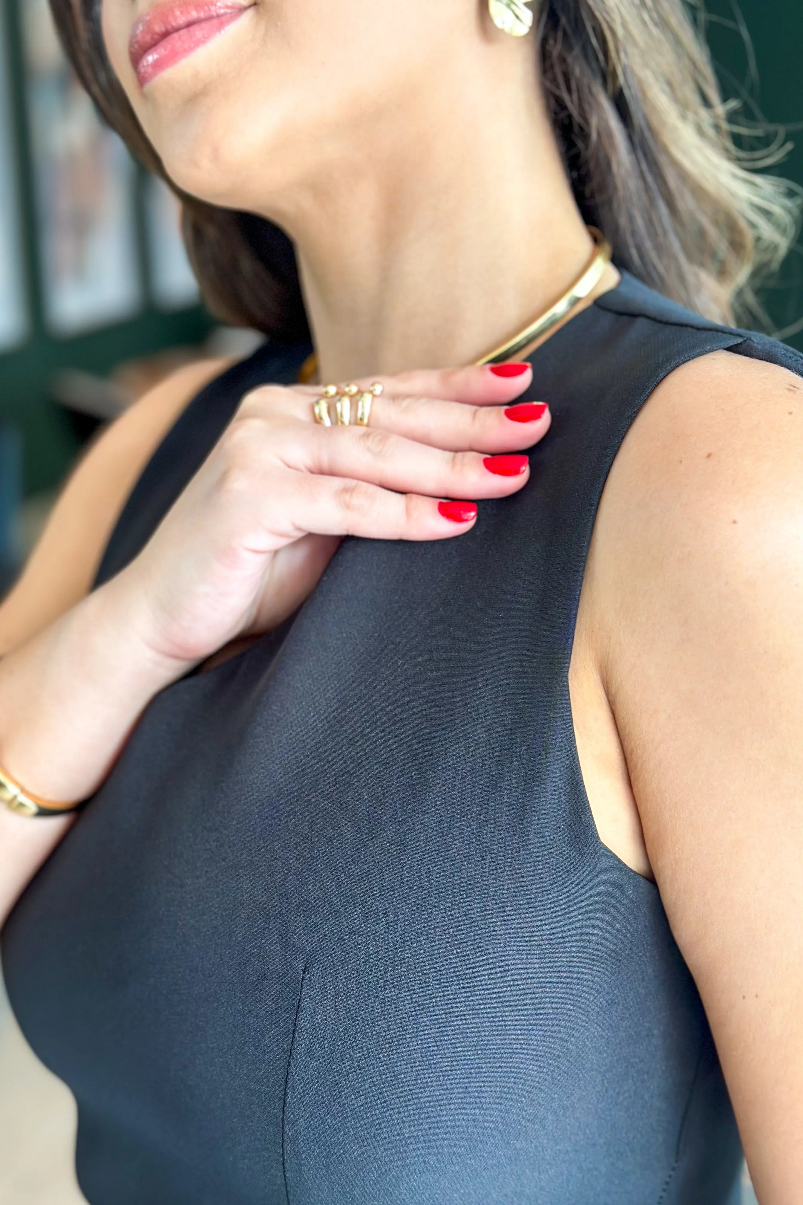 Vestido Decote "V" Regata Verônica Preto