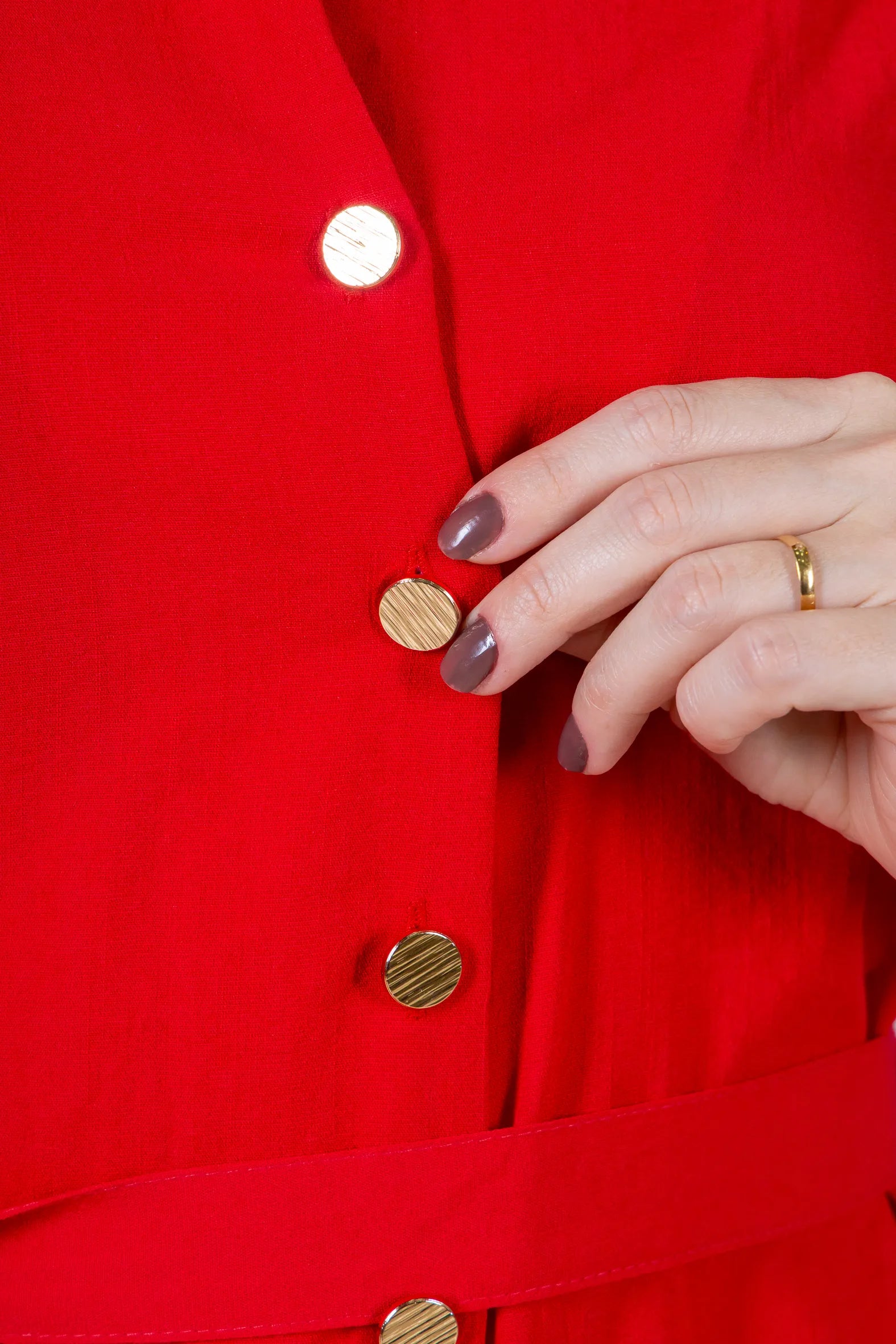 Macacão Pantalona Com Gola Detalhe Botões Visco Mix Raquel Vermelho