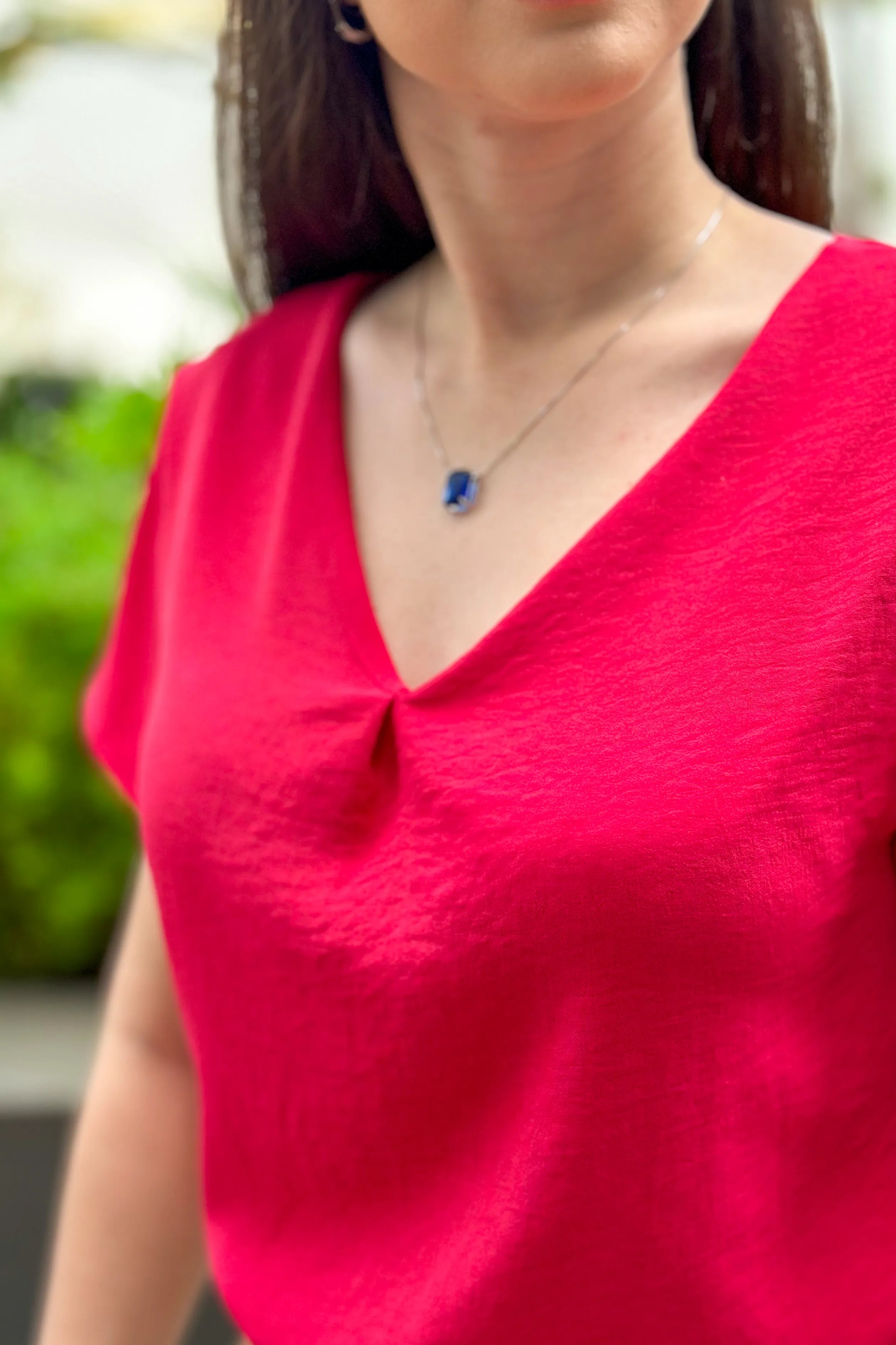 Blusa Decote "V" Detalhe Colo Debora Pink