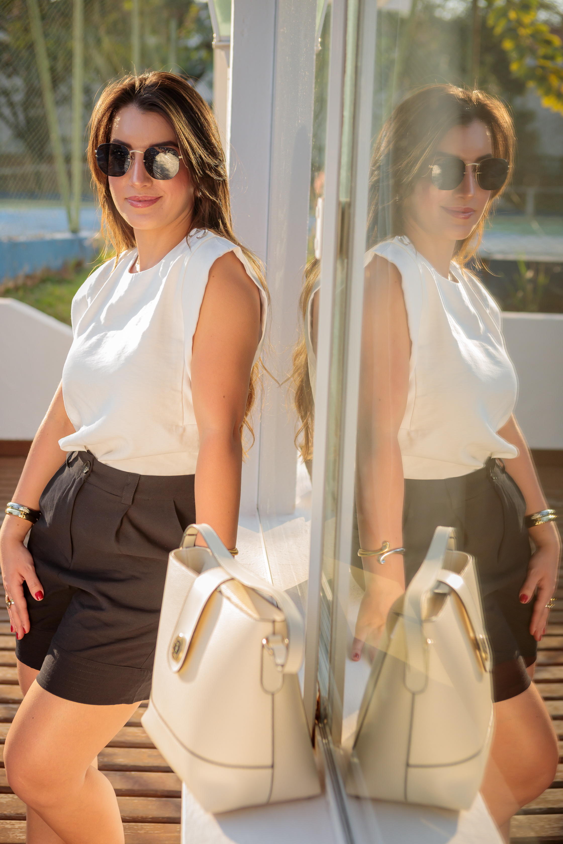 Blusa Regata Detalhe Botão Ombro Miriam Branca