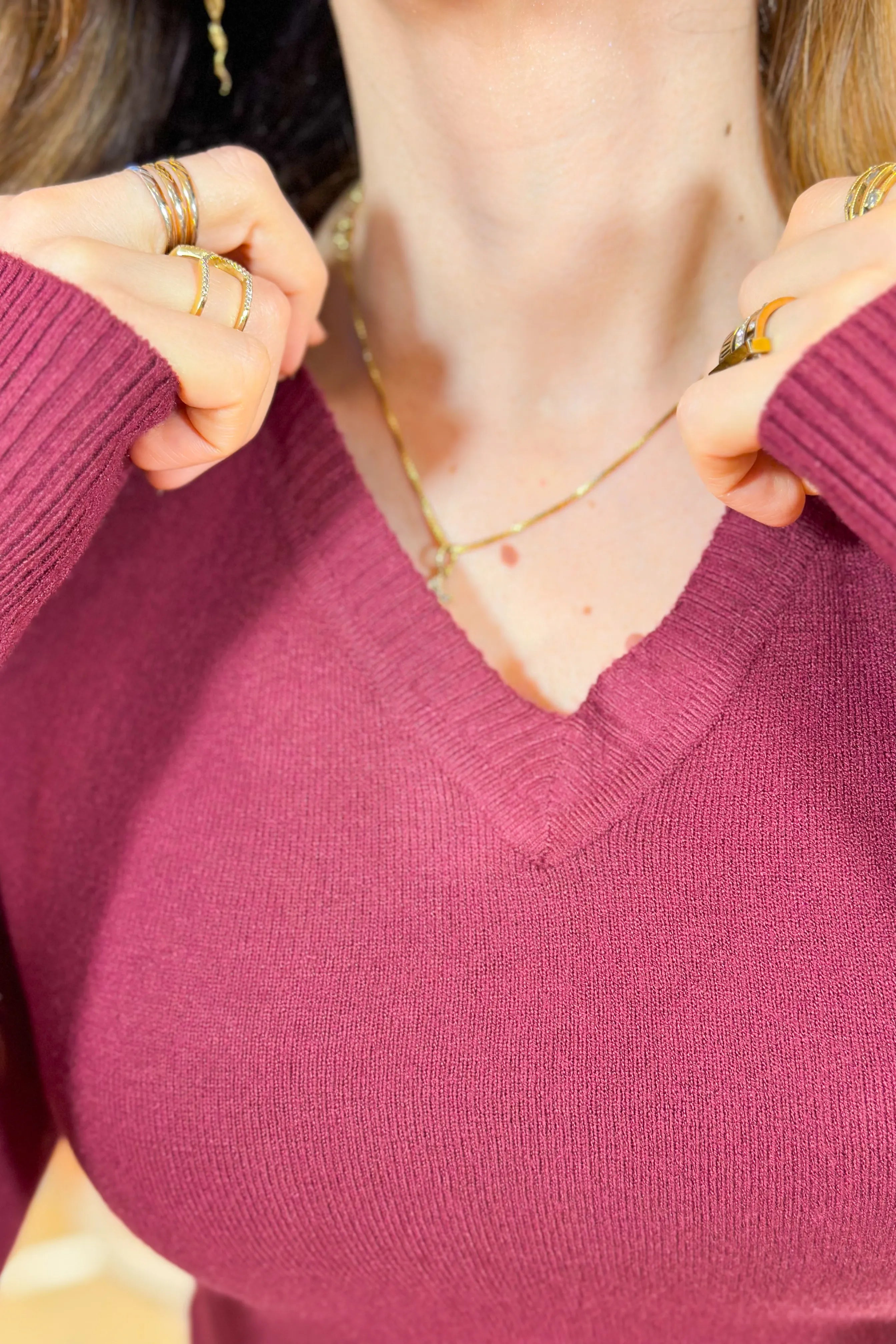 Blusa Manga Longa Em Tricot Luma Marsala