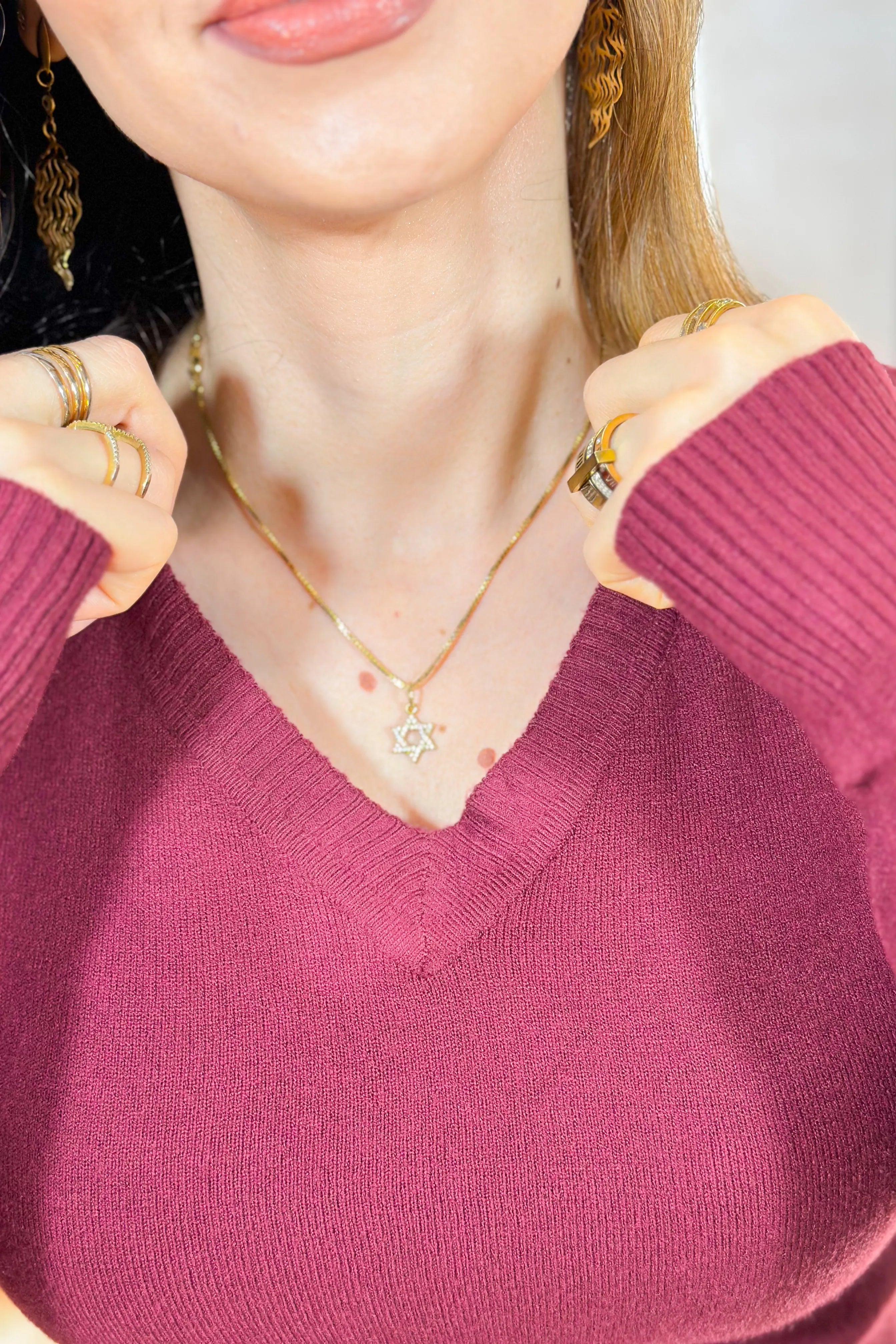 Blusa Manga Longa Em Tricot Luma Marsala