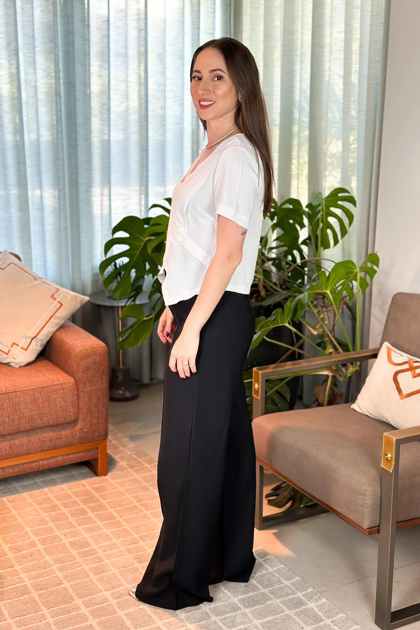 Blusa Air Flow Recorte Frontal Helena Branca