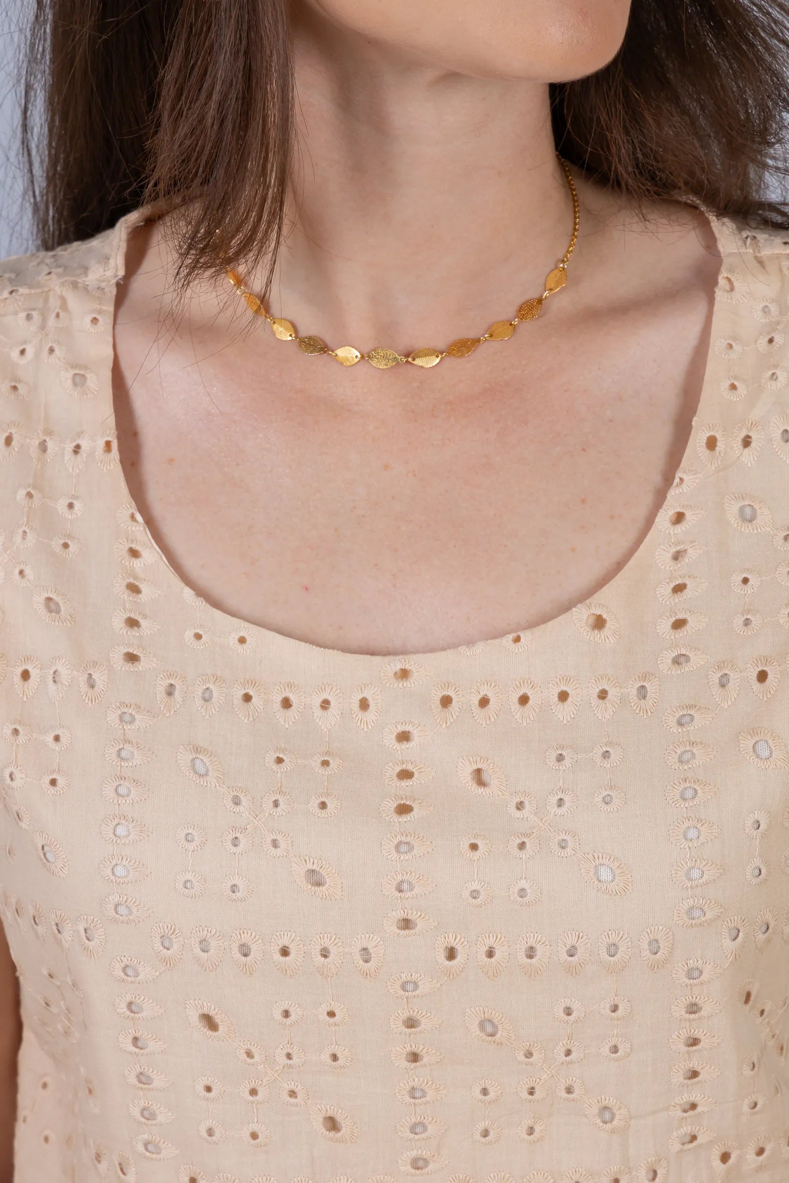 Regata Babados Cotton Em Laise Gabriela Creme