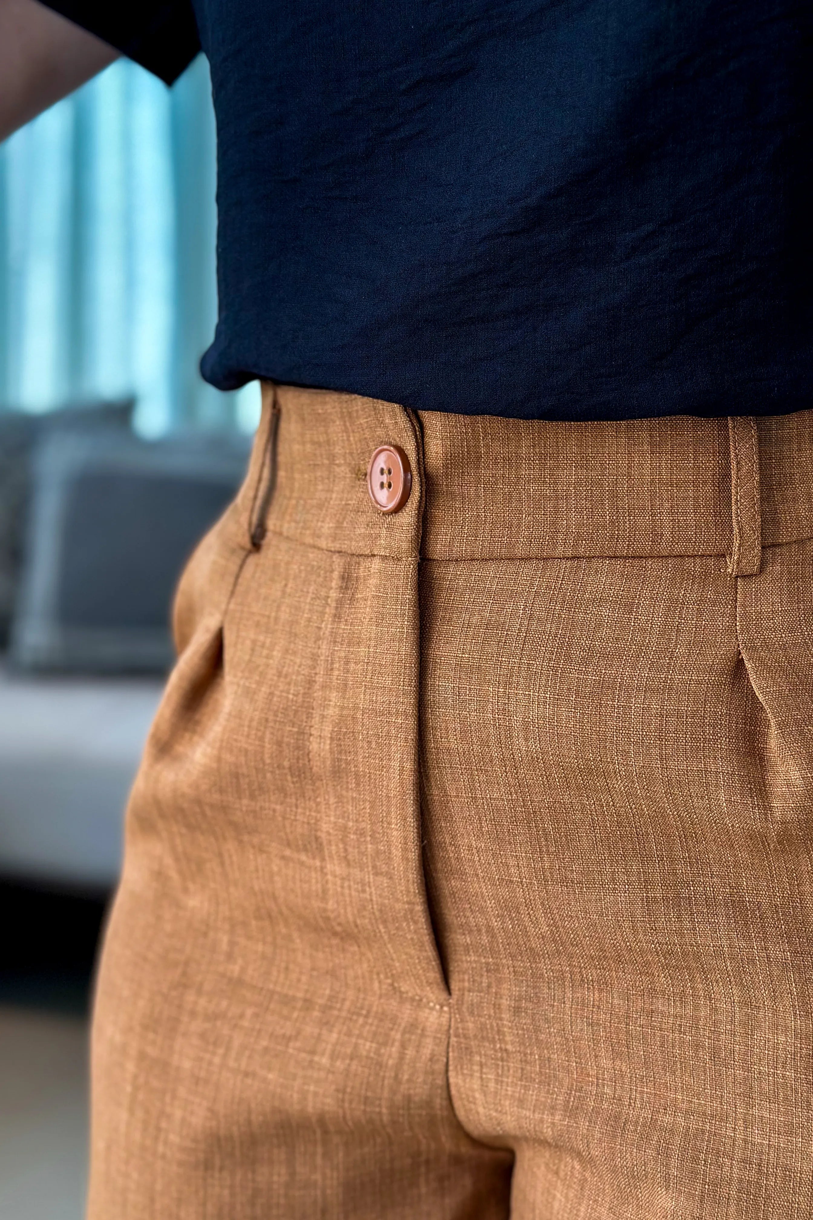 Short Em Linho Antônia Marrom