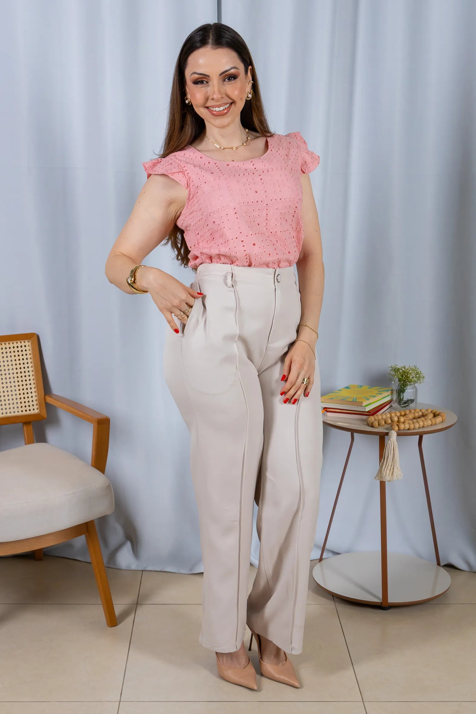 Regata Babados Cotton Em Laise Gabriela Rosa