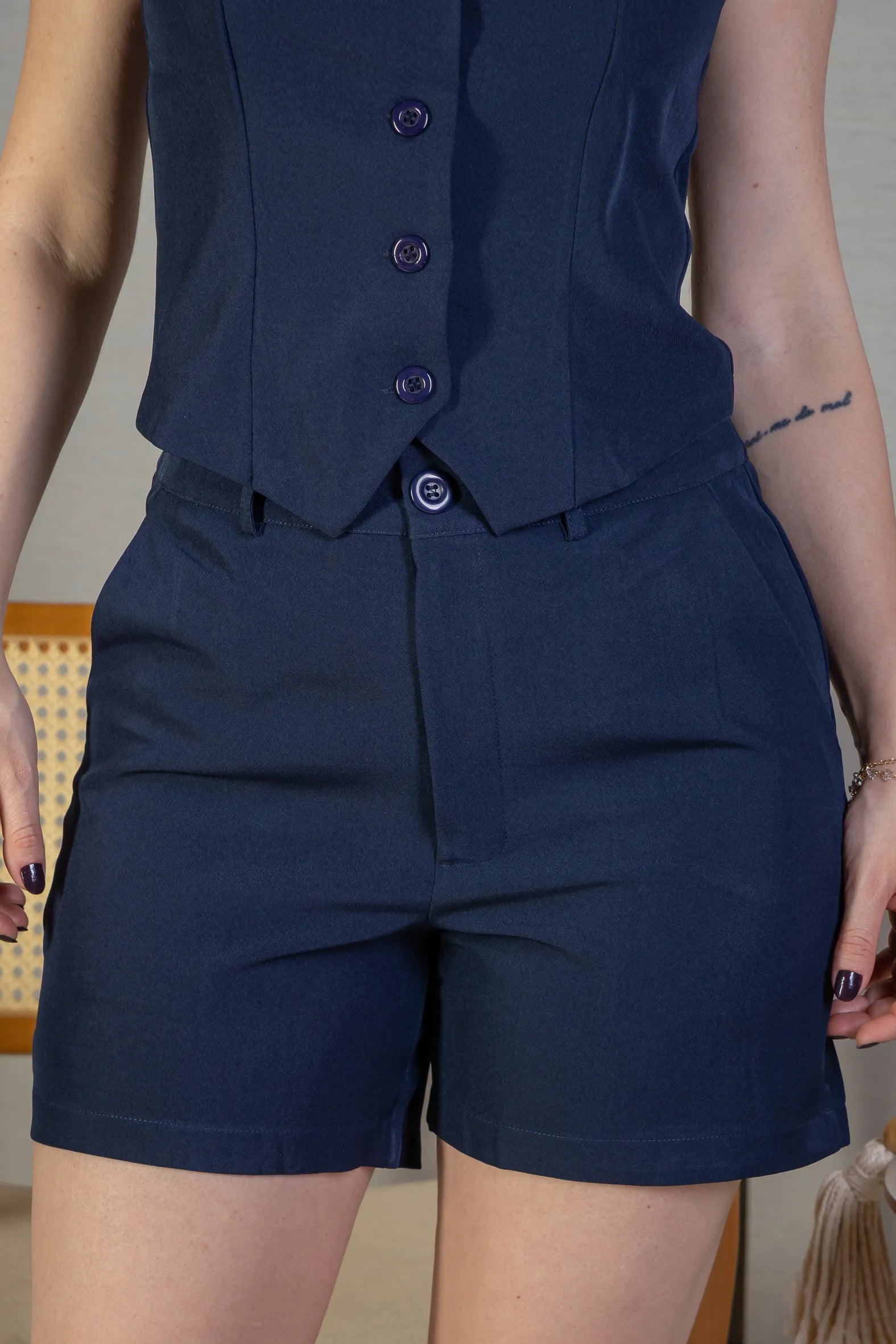 Shorts Alfaiataria Paolla Oliveira Azul Marinho