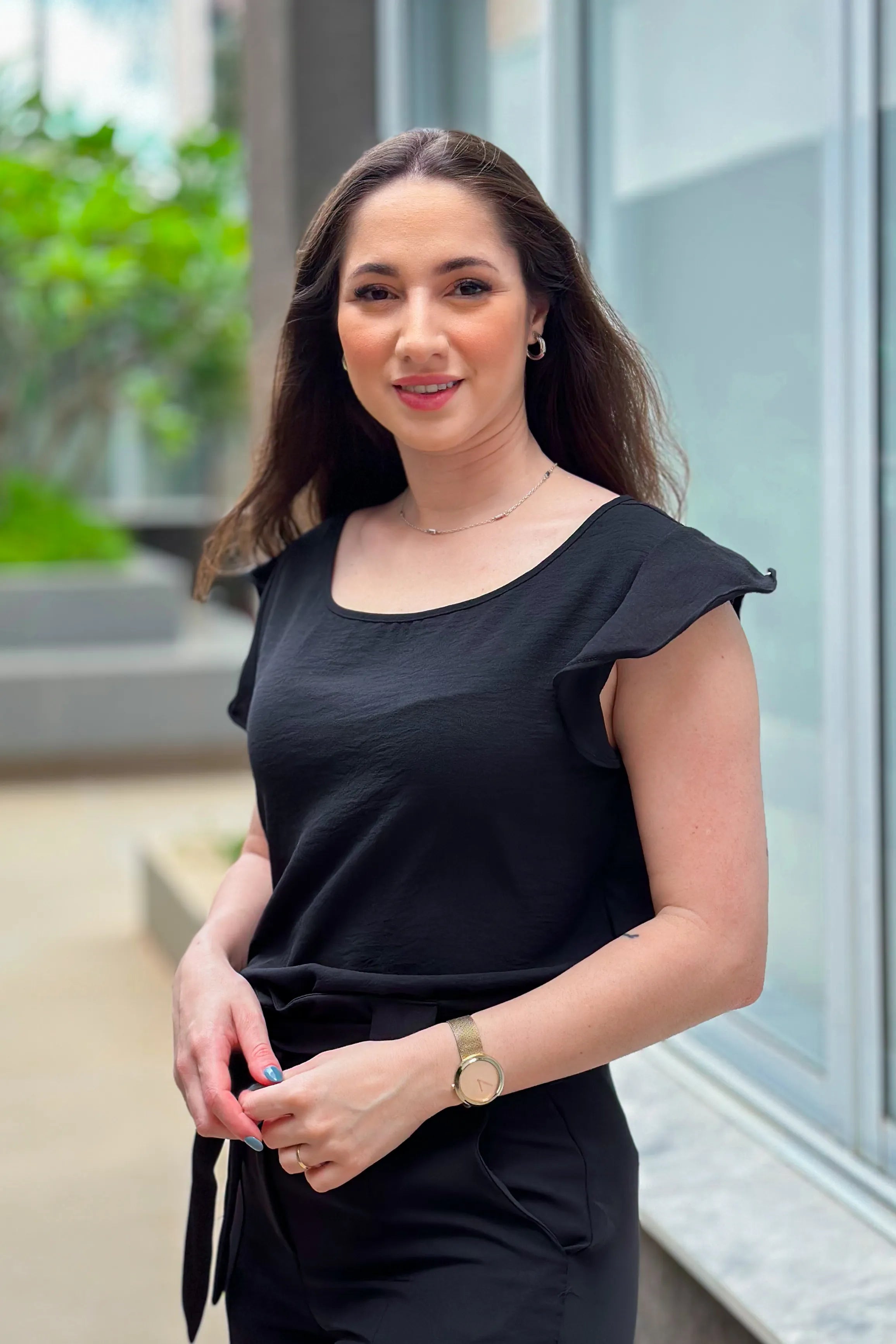 Blusa Detalhe Babados Manga Ester Preta