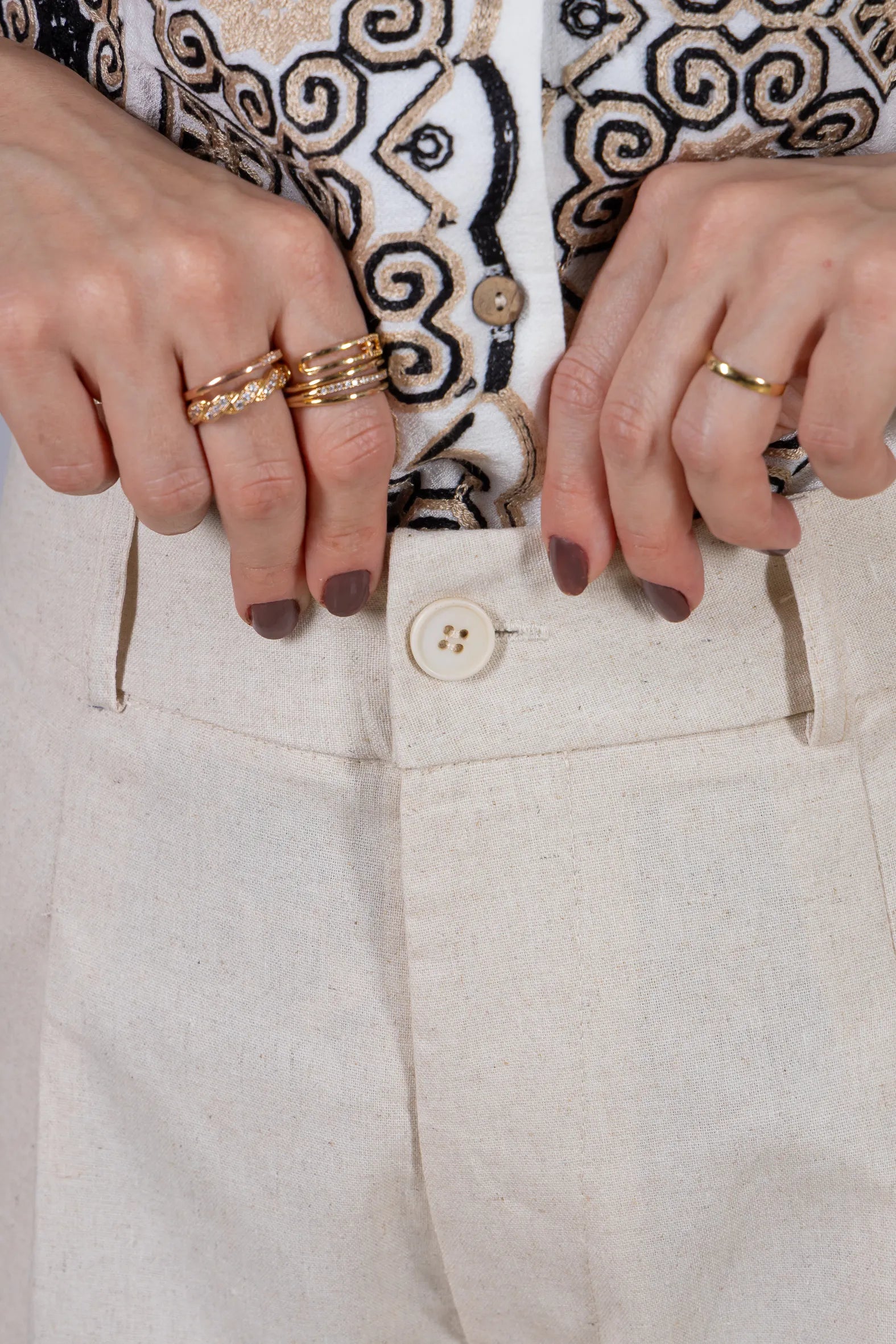 Bermuda Cós com Elástico Linho Cotton Kátia Creme