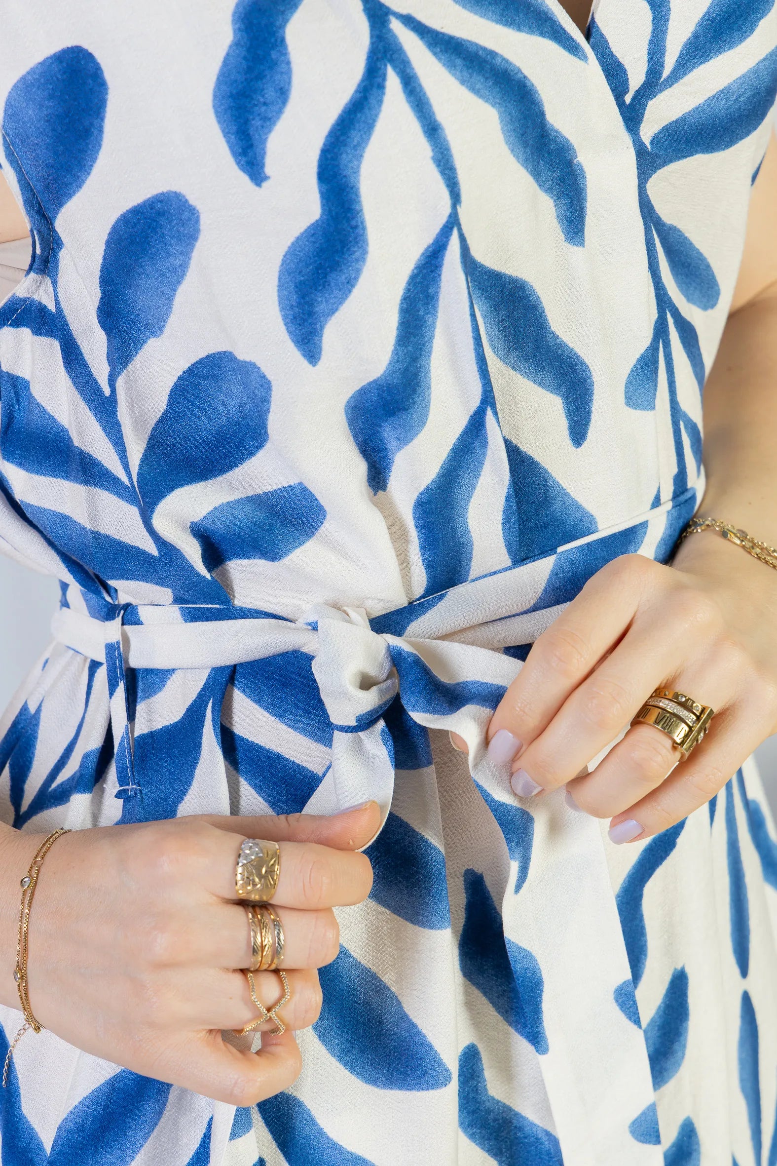 Vestido Midi Regata Visco Rústico Luana Estampado Azul