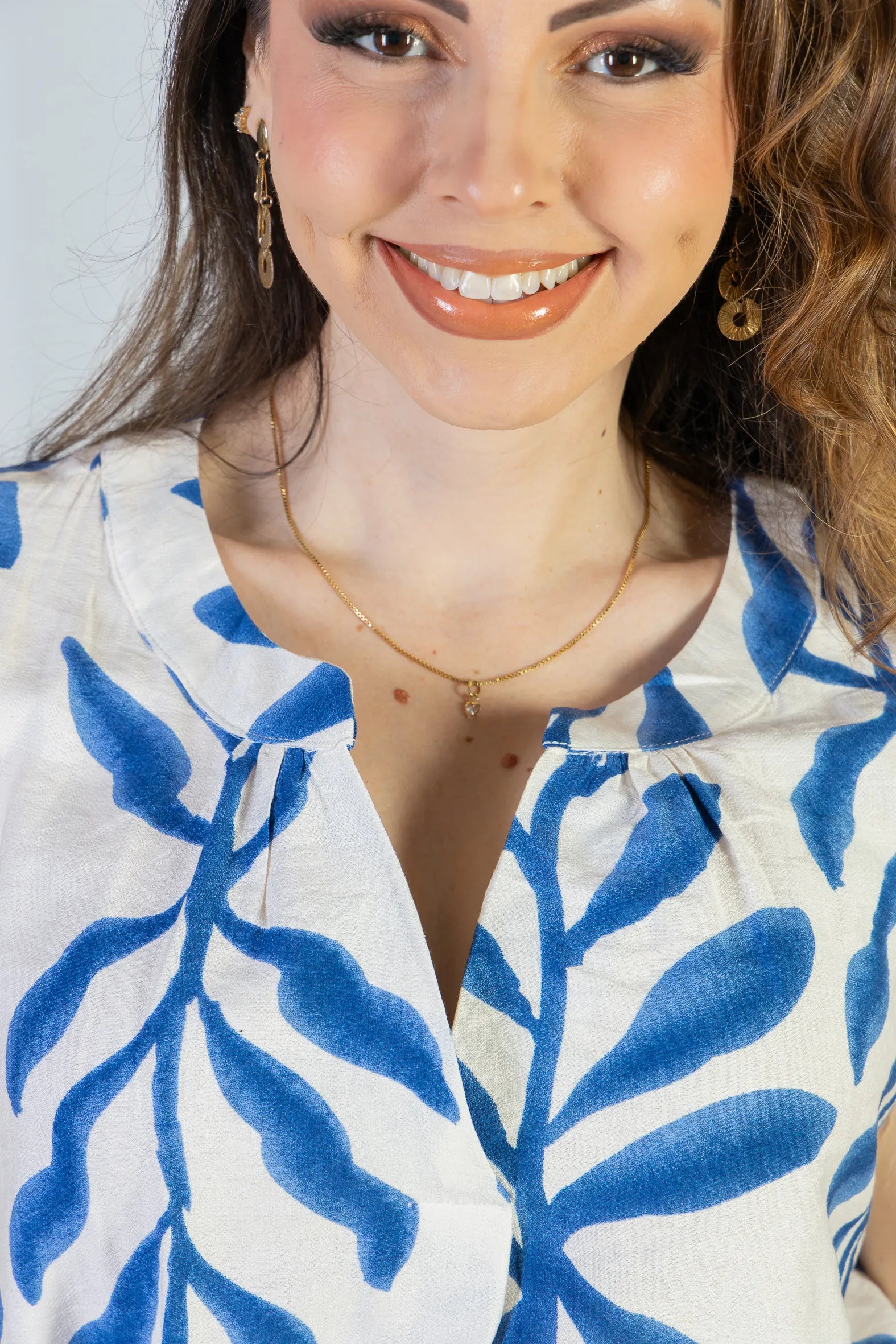 Vestido Midi Regata Visco Rústico Luana Estampado Azul