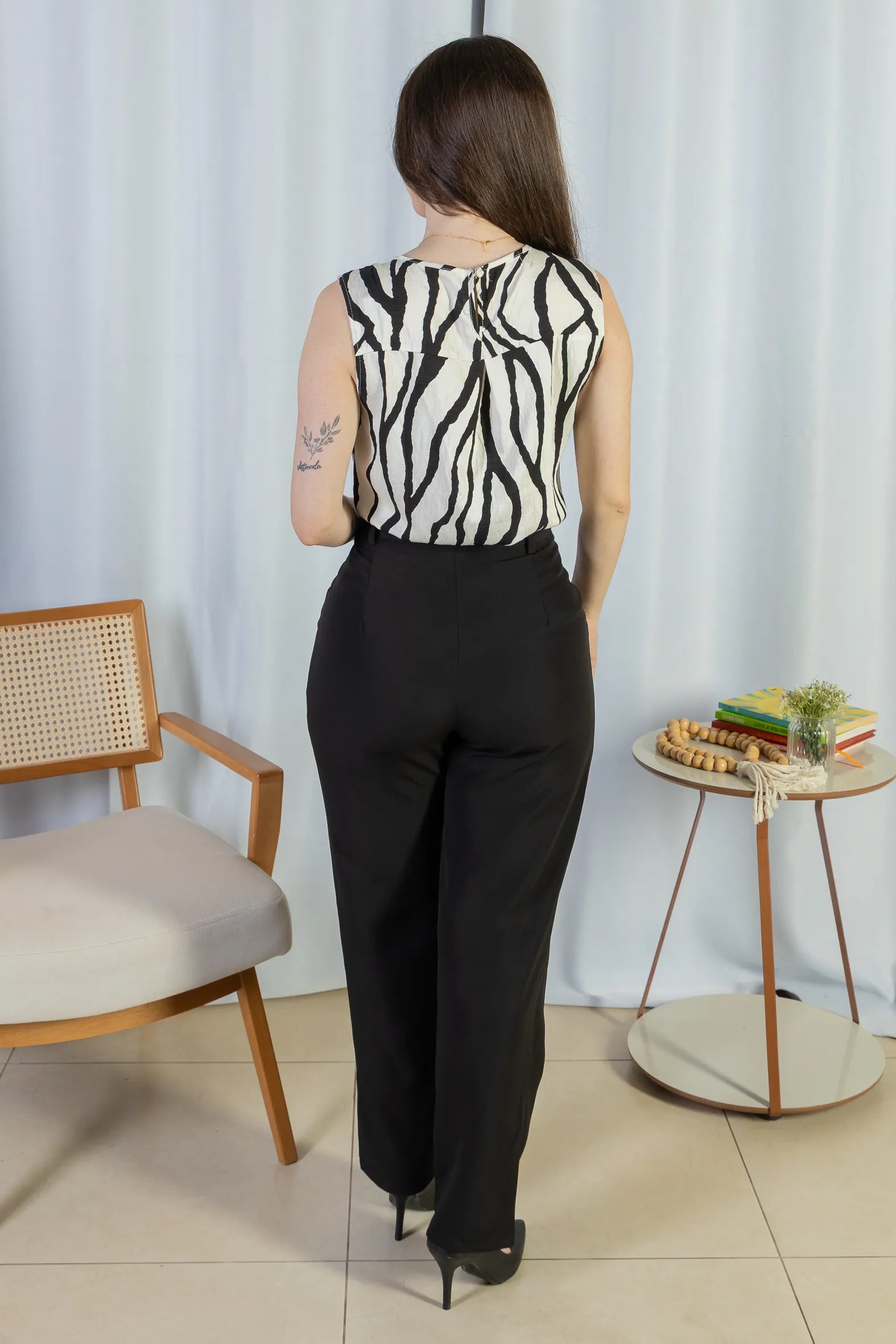 Regata Pregas Colo Visco Brise Valquíria Estampada Preta