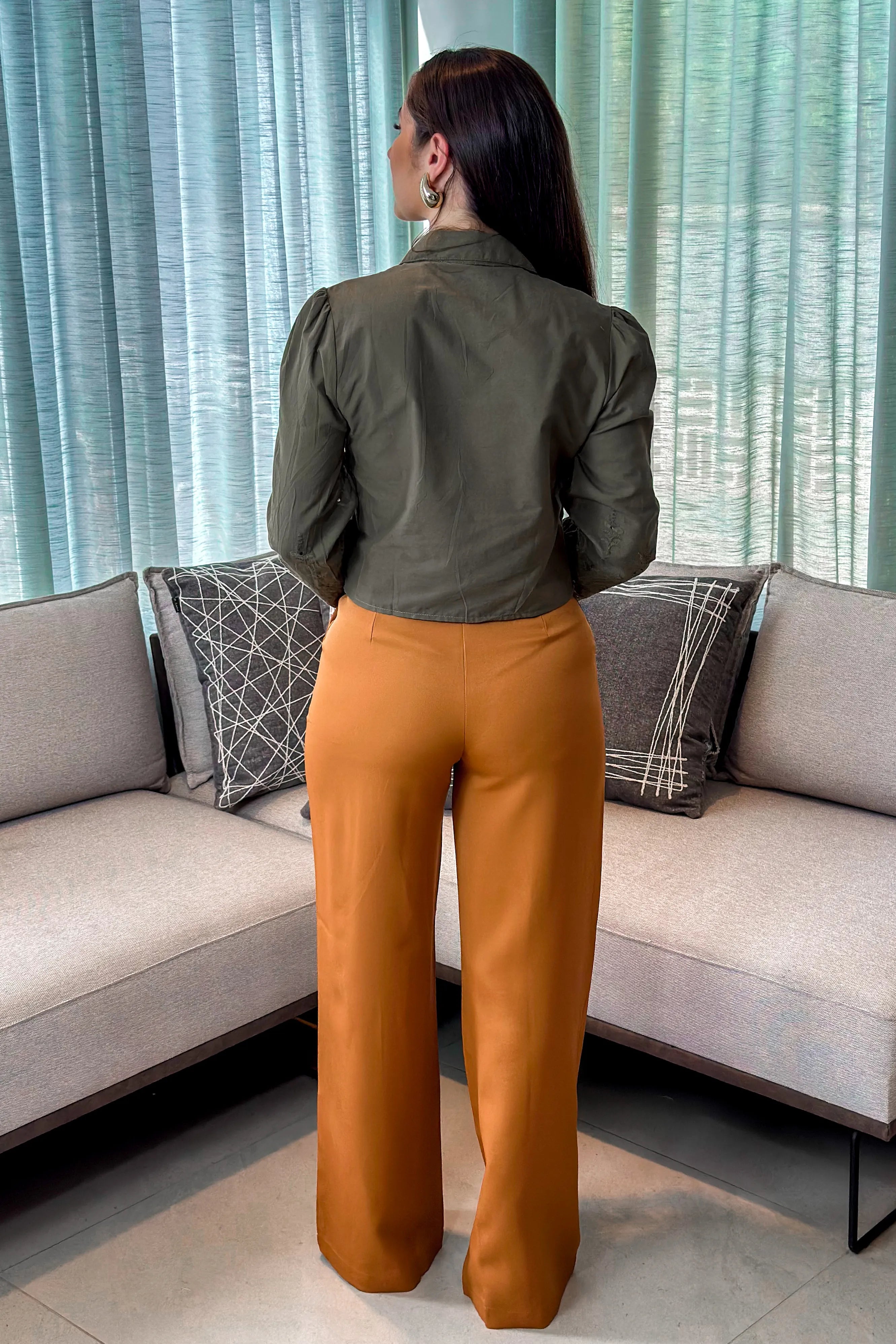 Camisa Em Laise Roseli Verde Militar