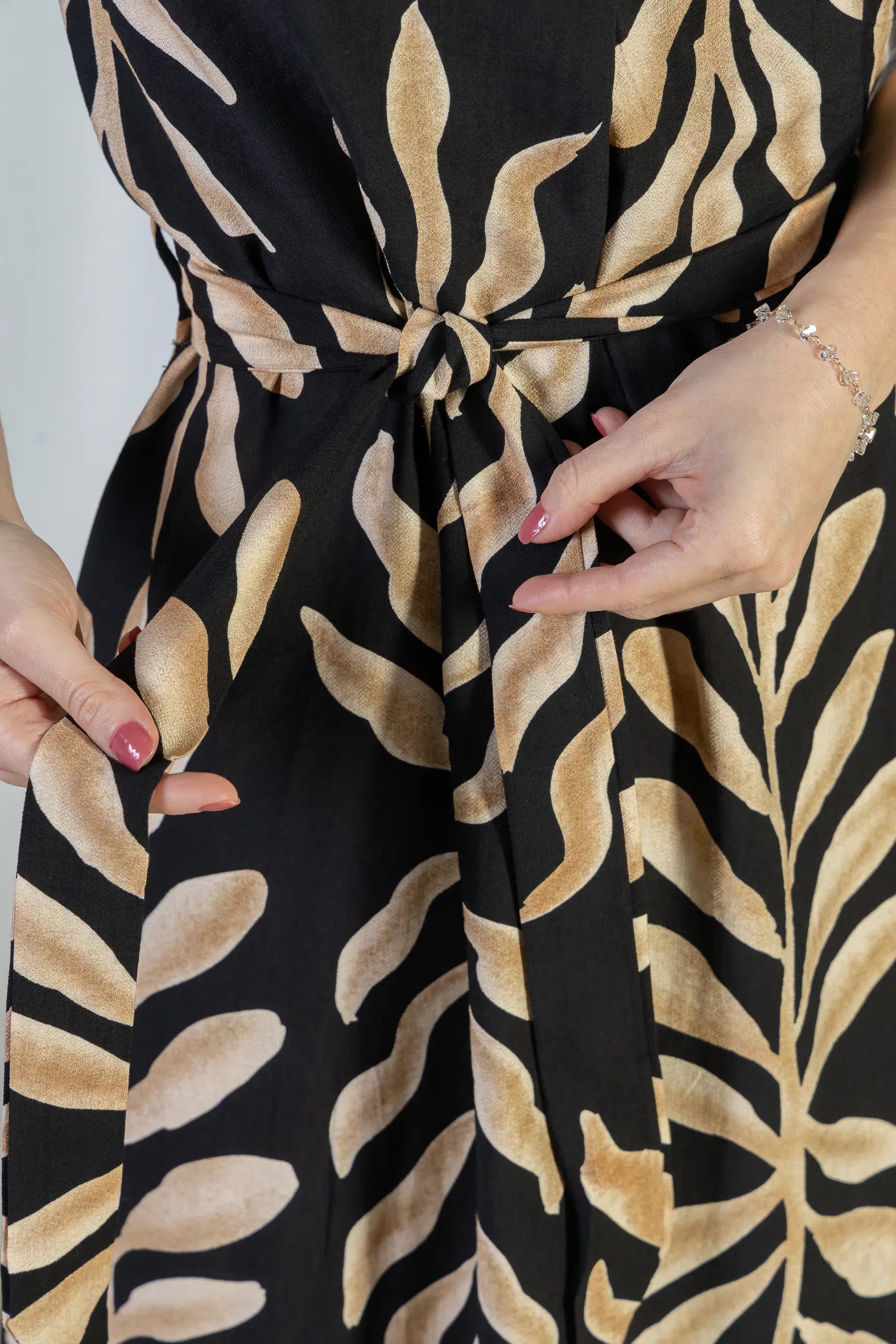 Vestido Midi Regata Visco Rústico Luana Estampado Preto