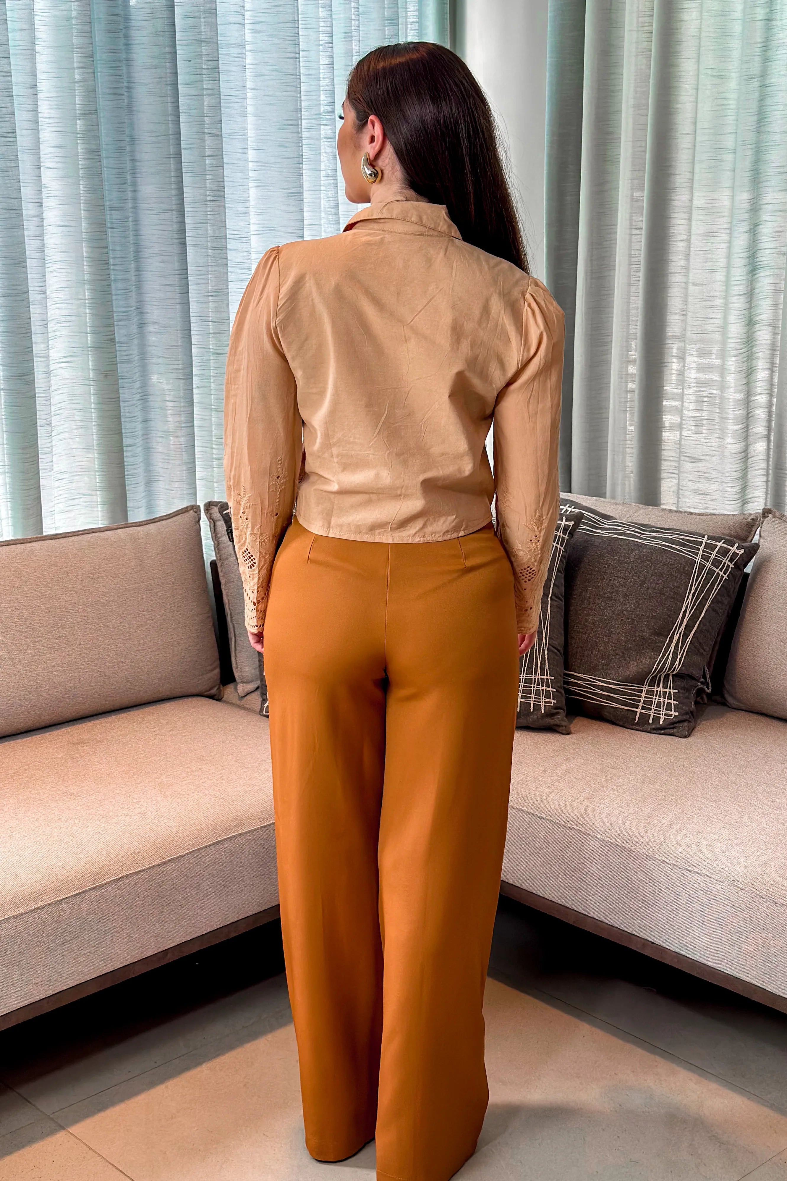 Camisa Em Laise Roseli Bege