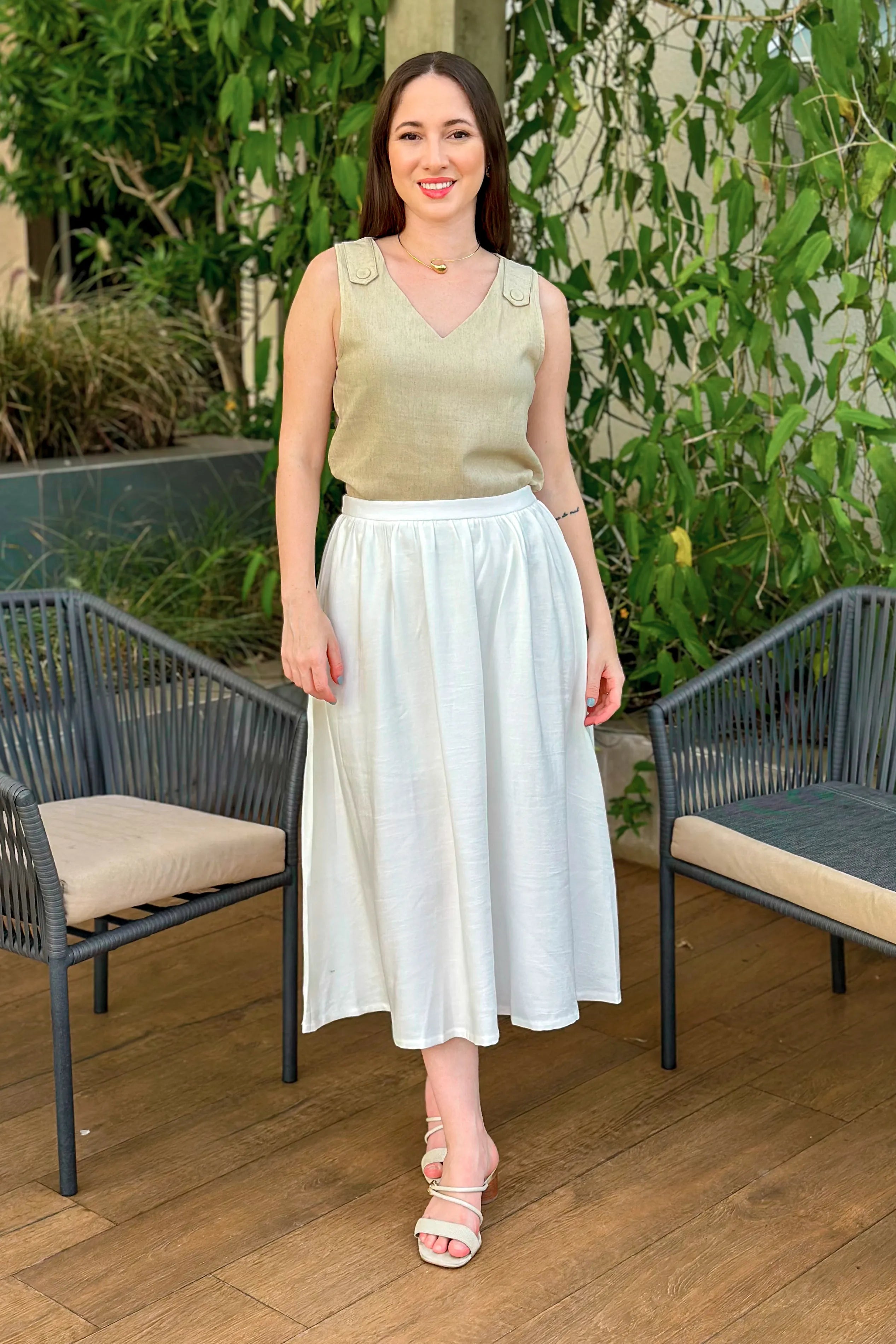 Saia Midi Samanta Branca