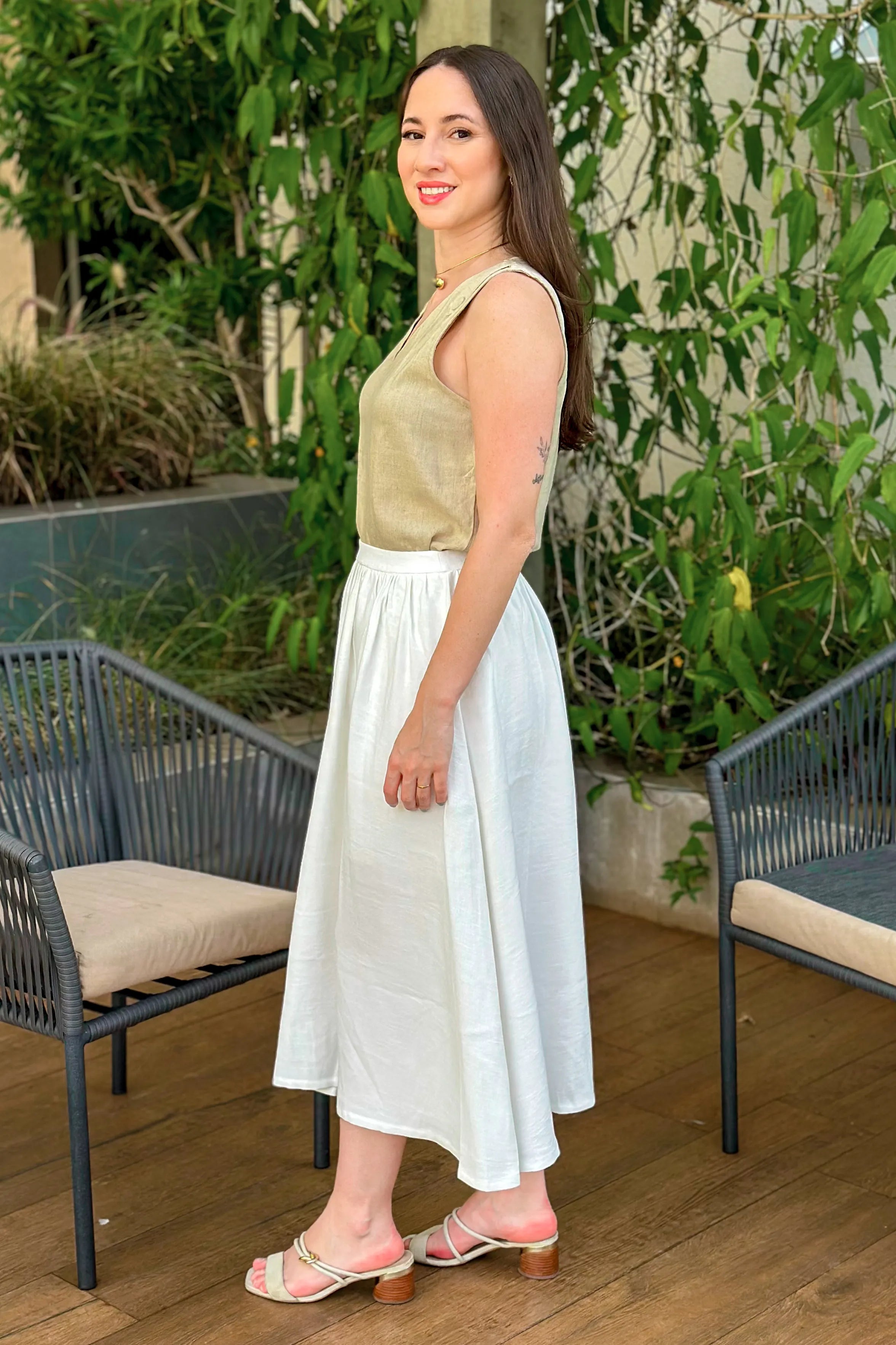 Saia Midi Samanta Branca