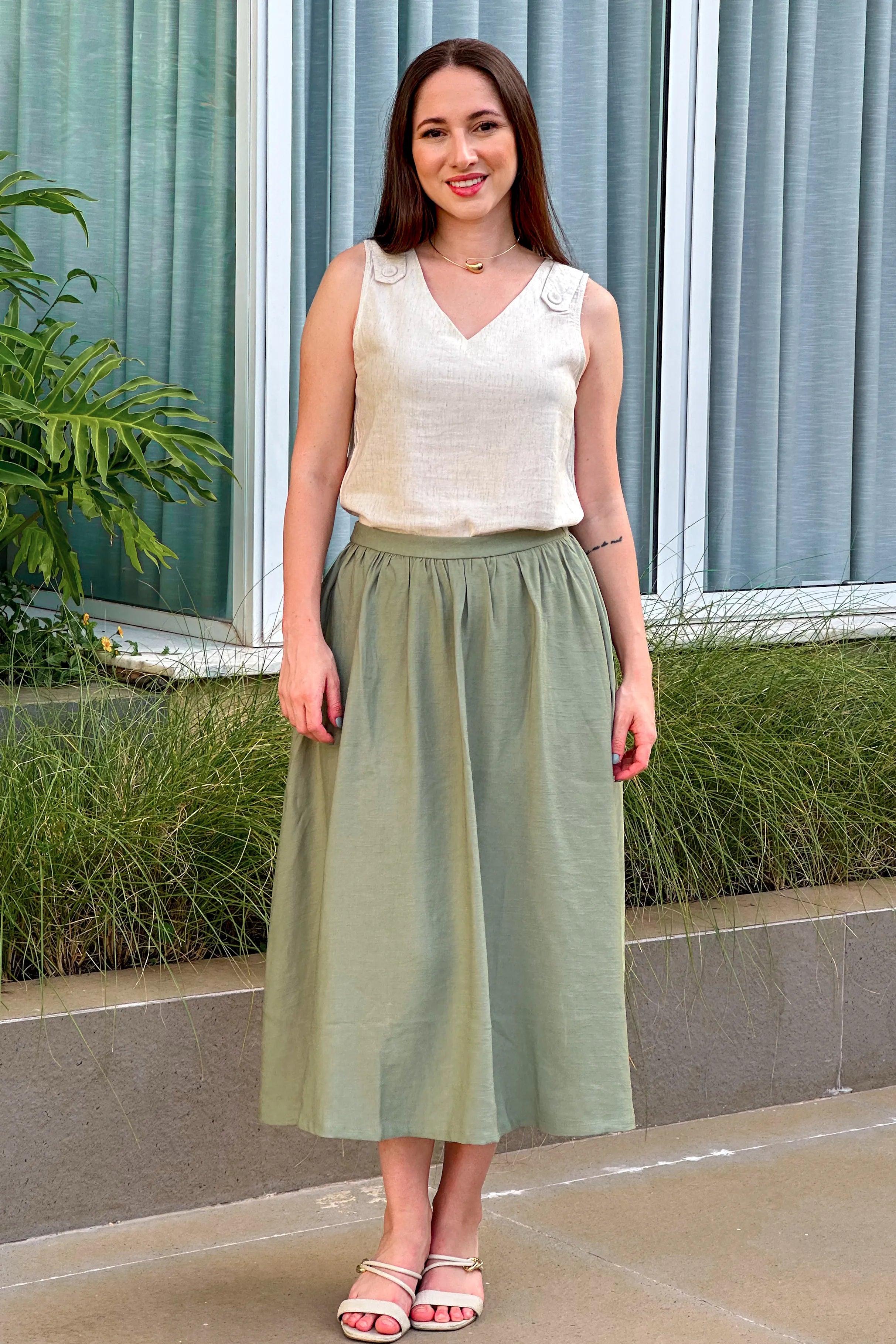 Saia Midi Samanta Verde