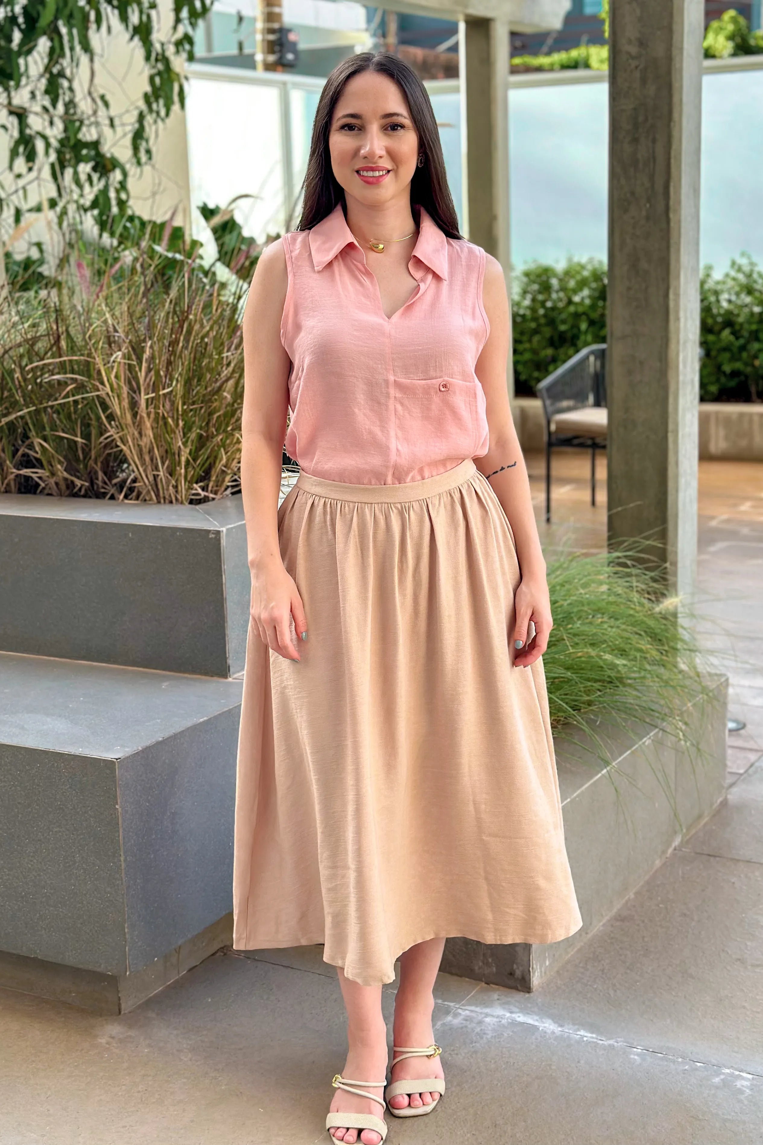 Saia Midi Samanta Bege