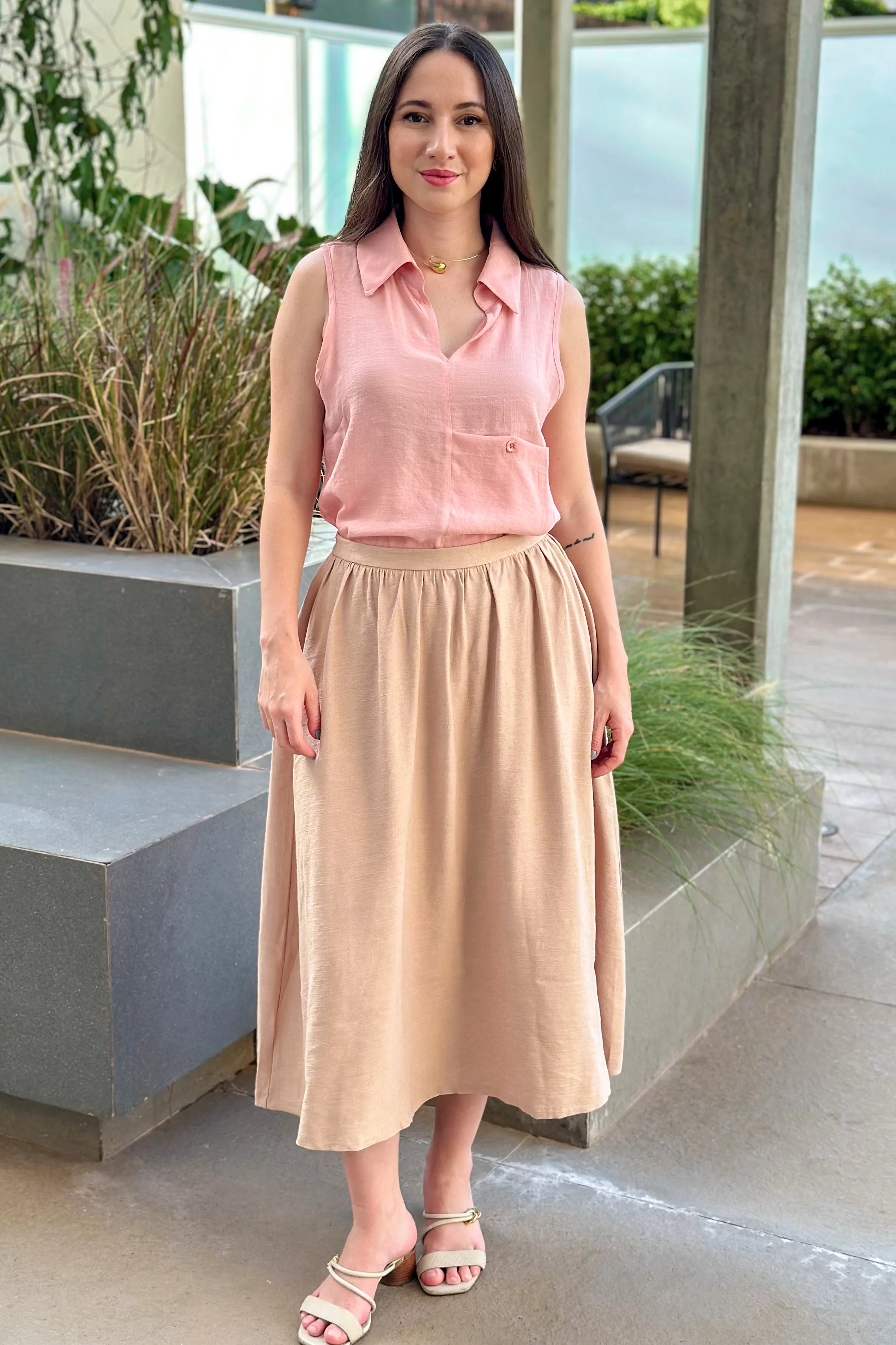 Saia Midi Samanta Bege