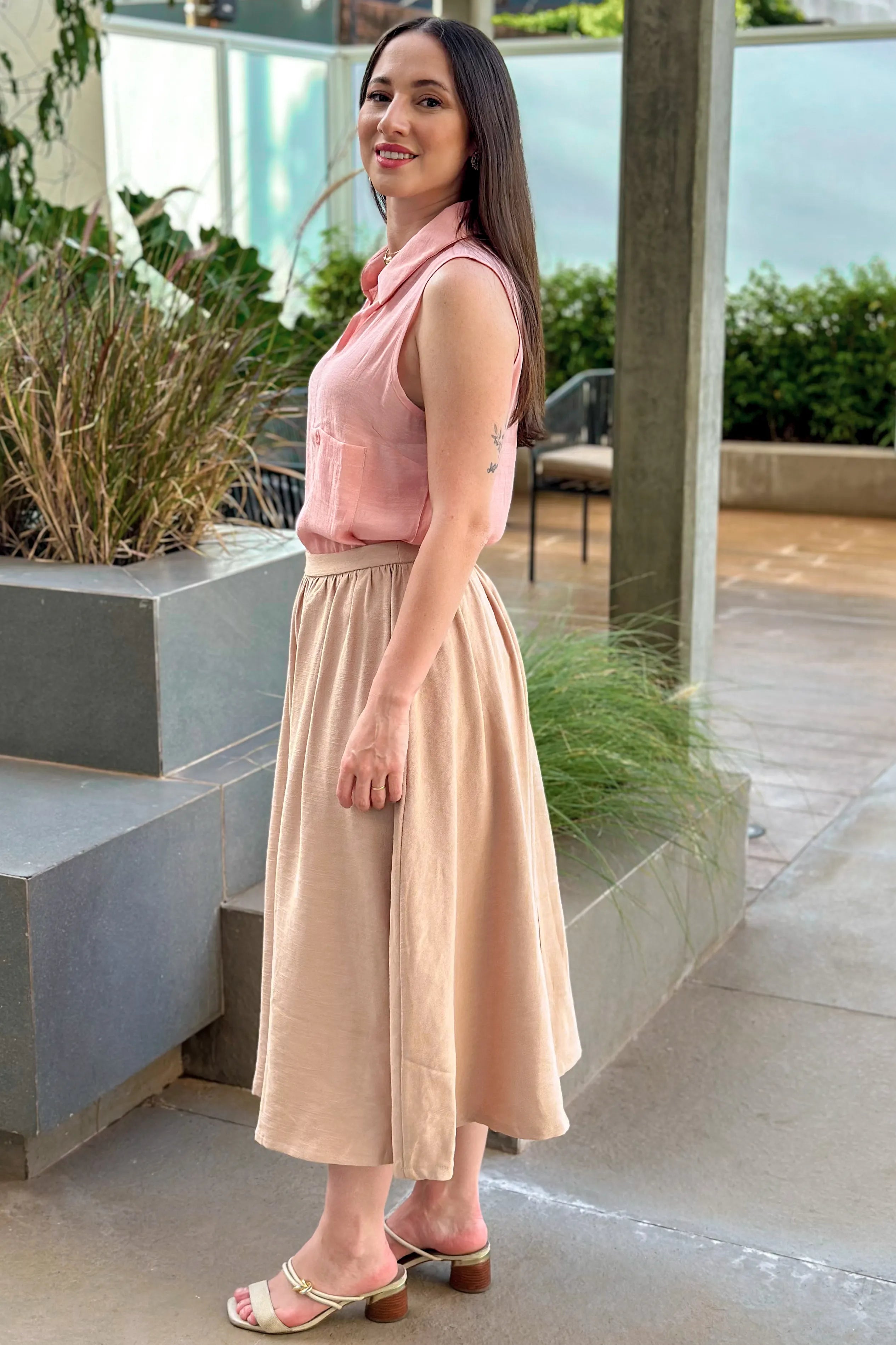 Saia Midi Samanta Bege