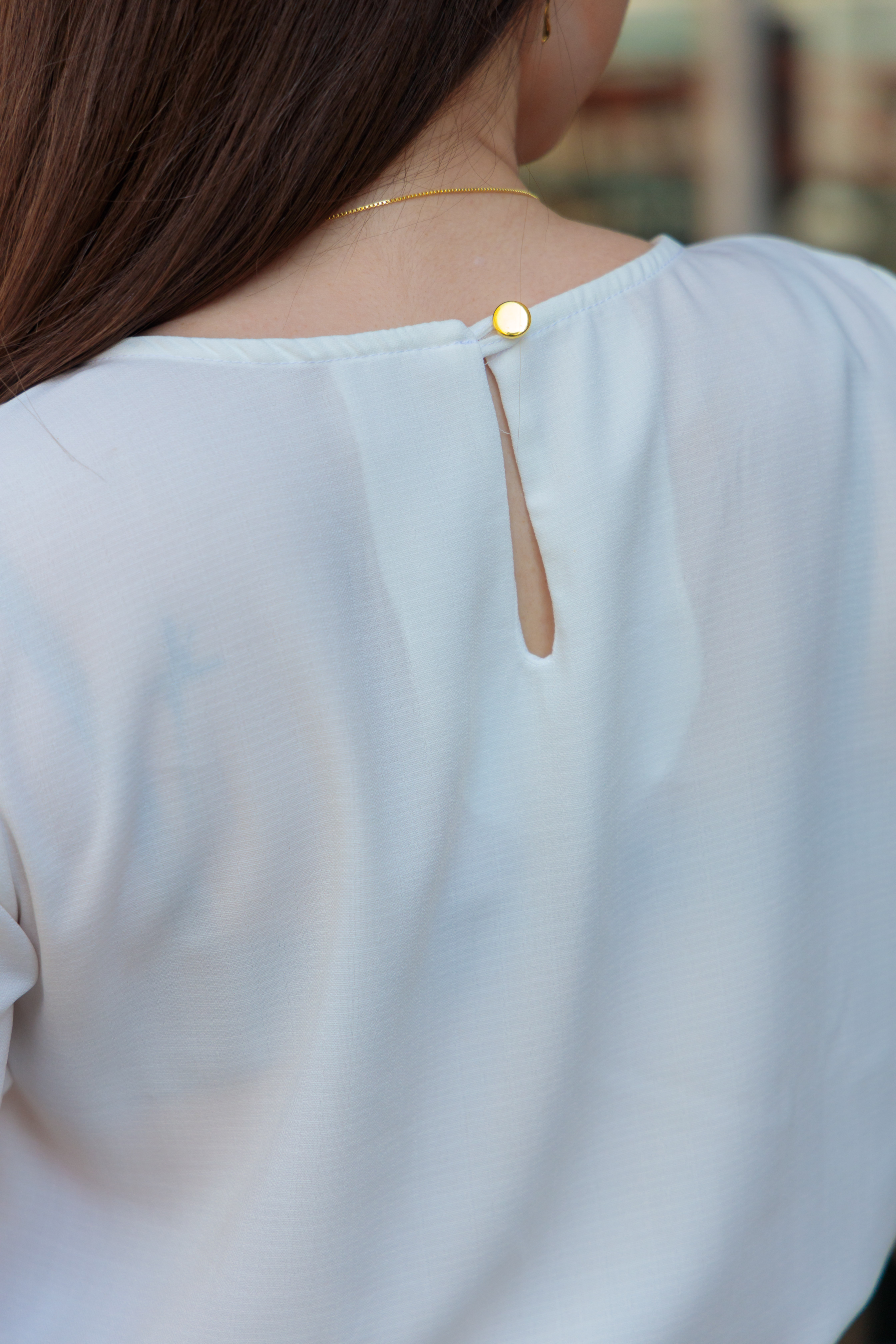 Blusa Lisa Detalhe Manga Maria Branca