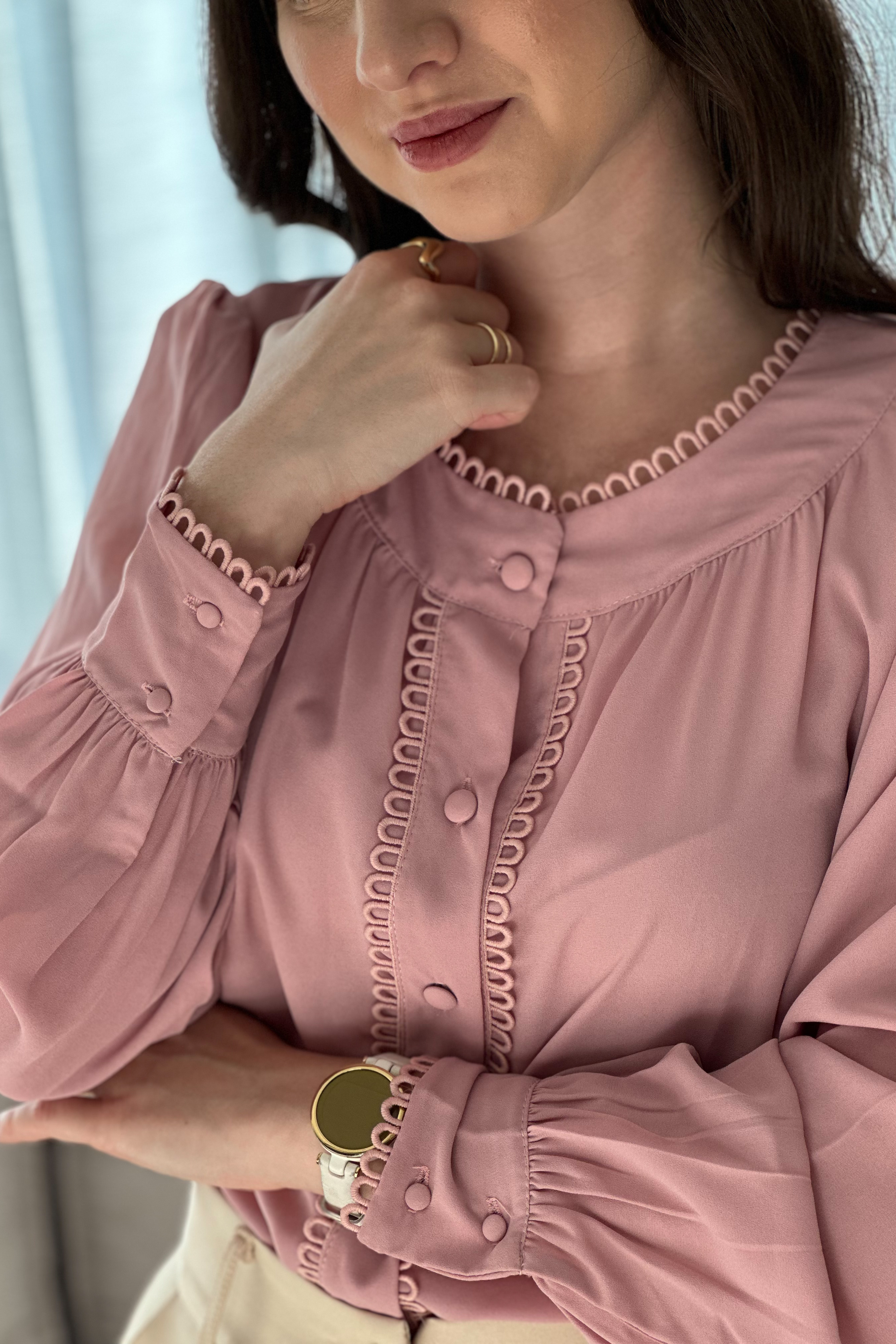 Camisa Manga Longa Detalhe Guipir Rosana Rosa