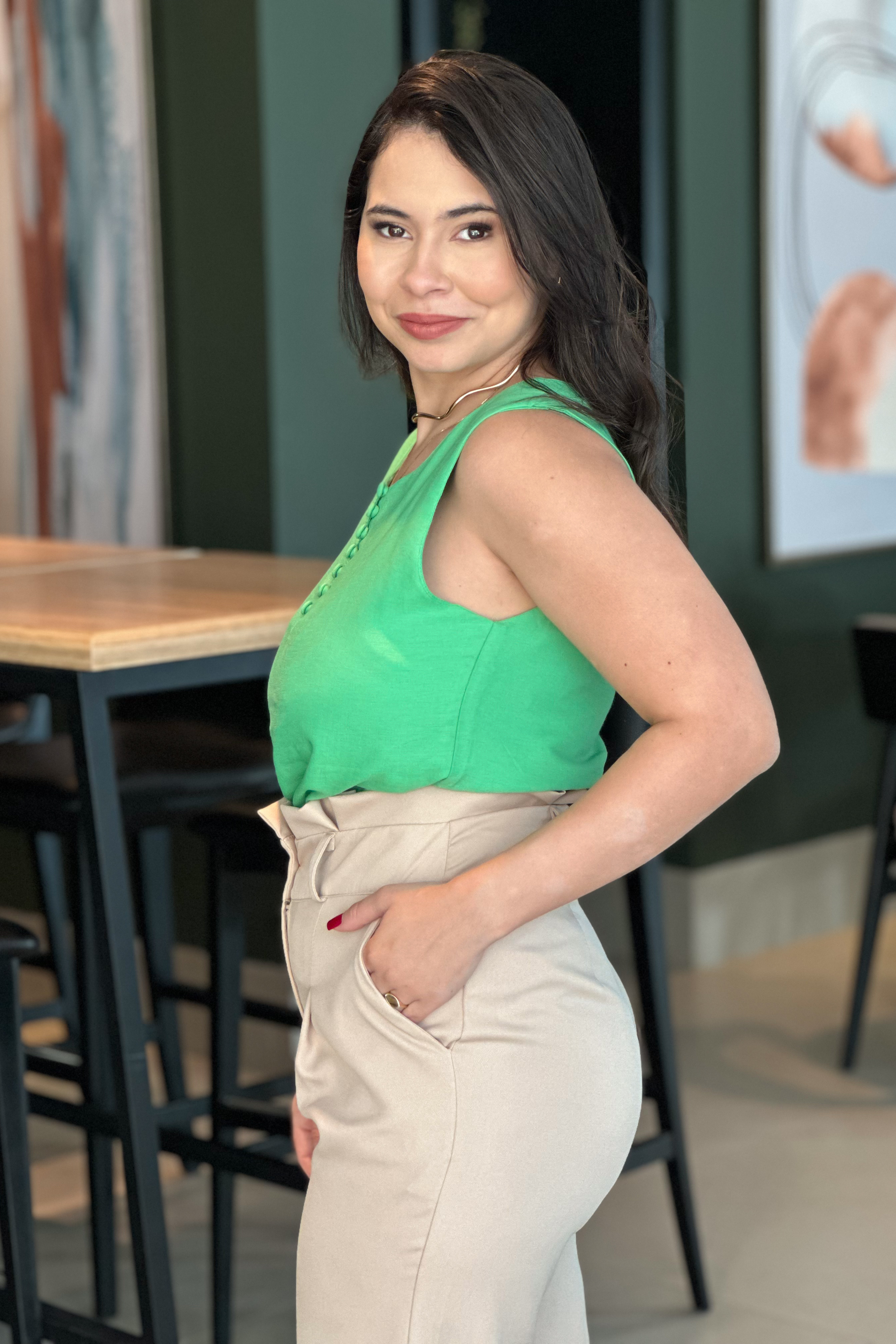 Blusa Regata com Botões Heloíse Verde