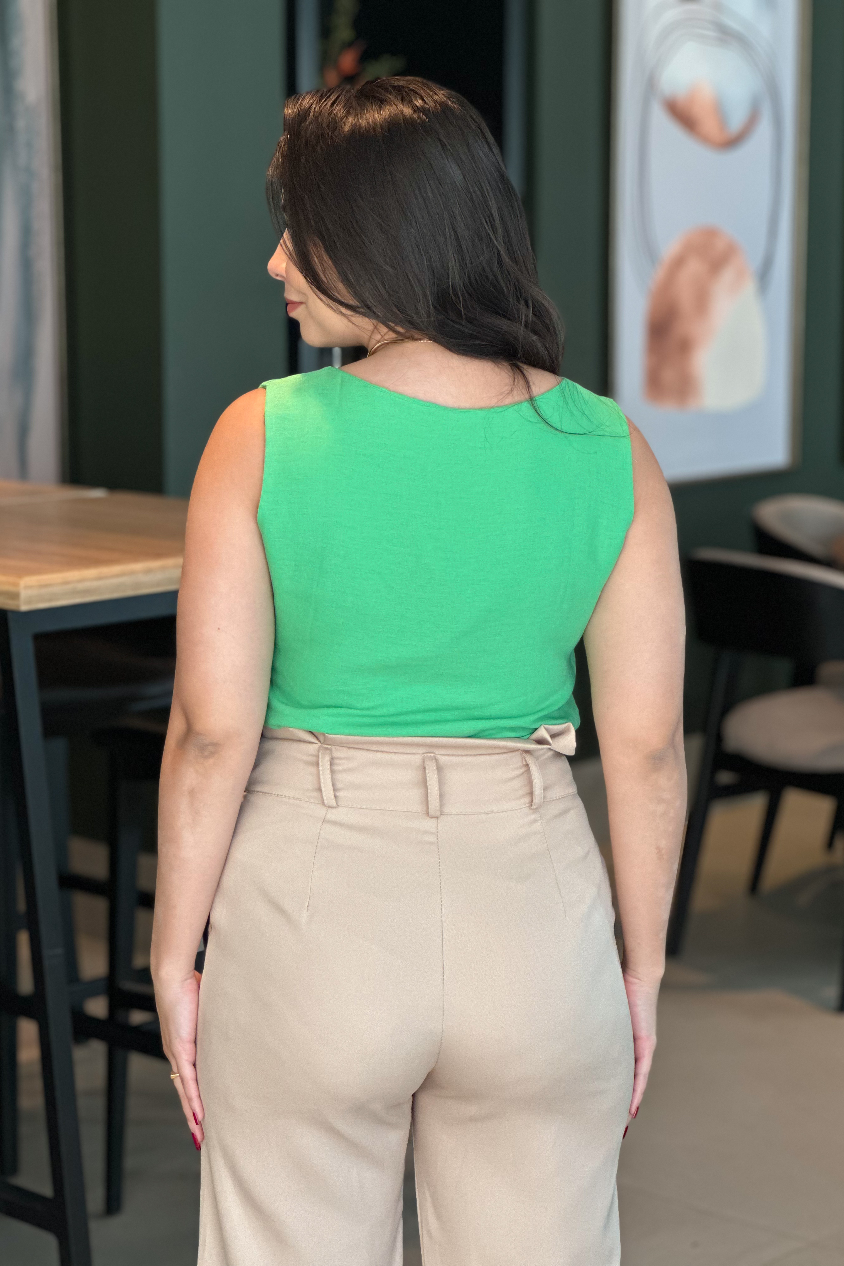Blusa Regata com Botões Heloíse Verde