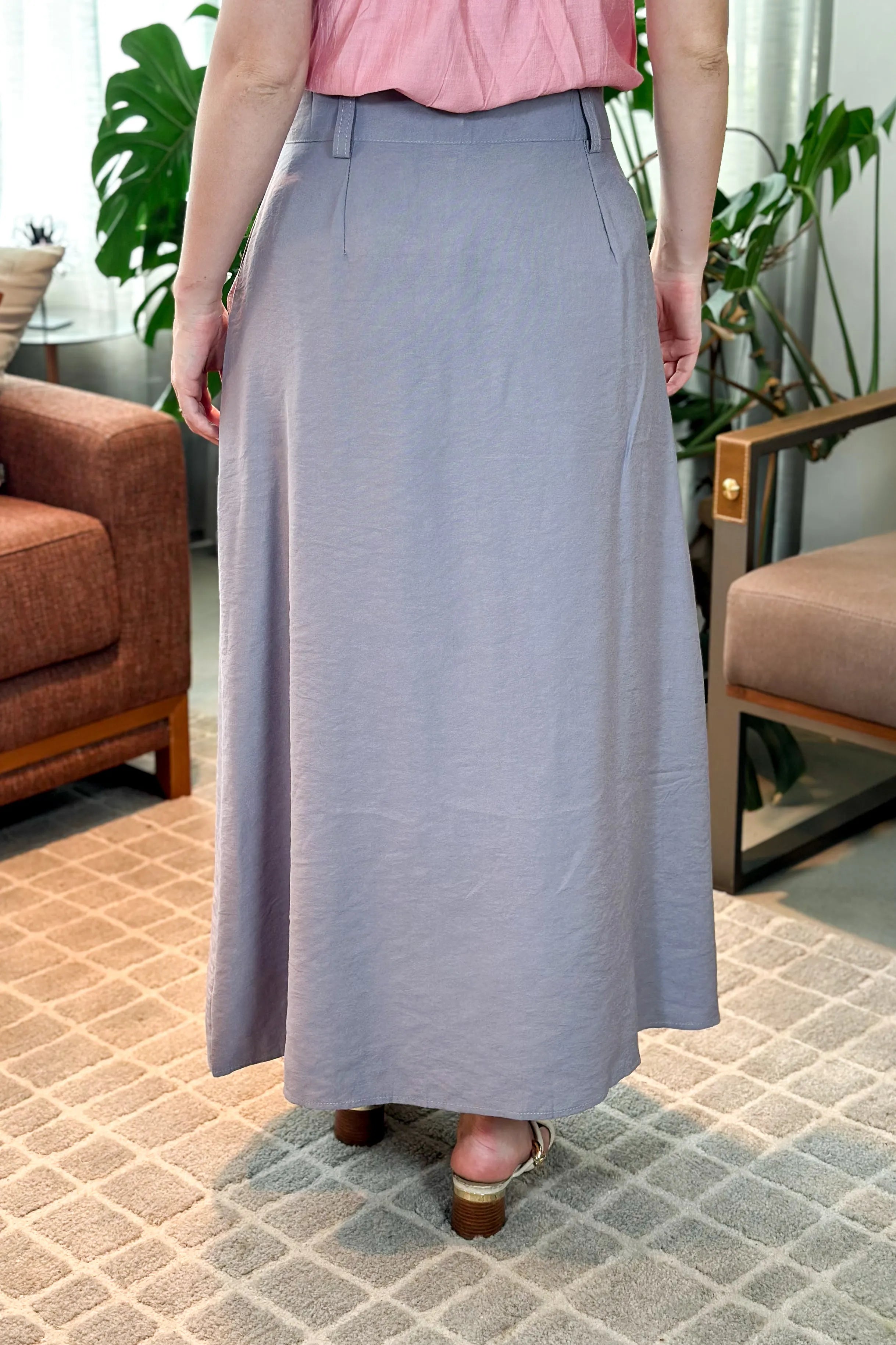 Saia Midi Visco Premium Carol Cinza
