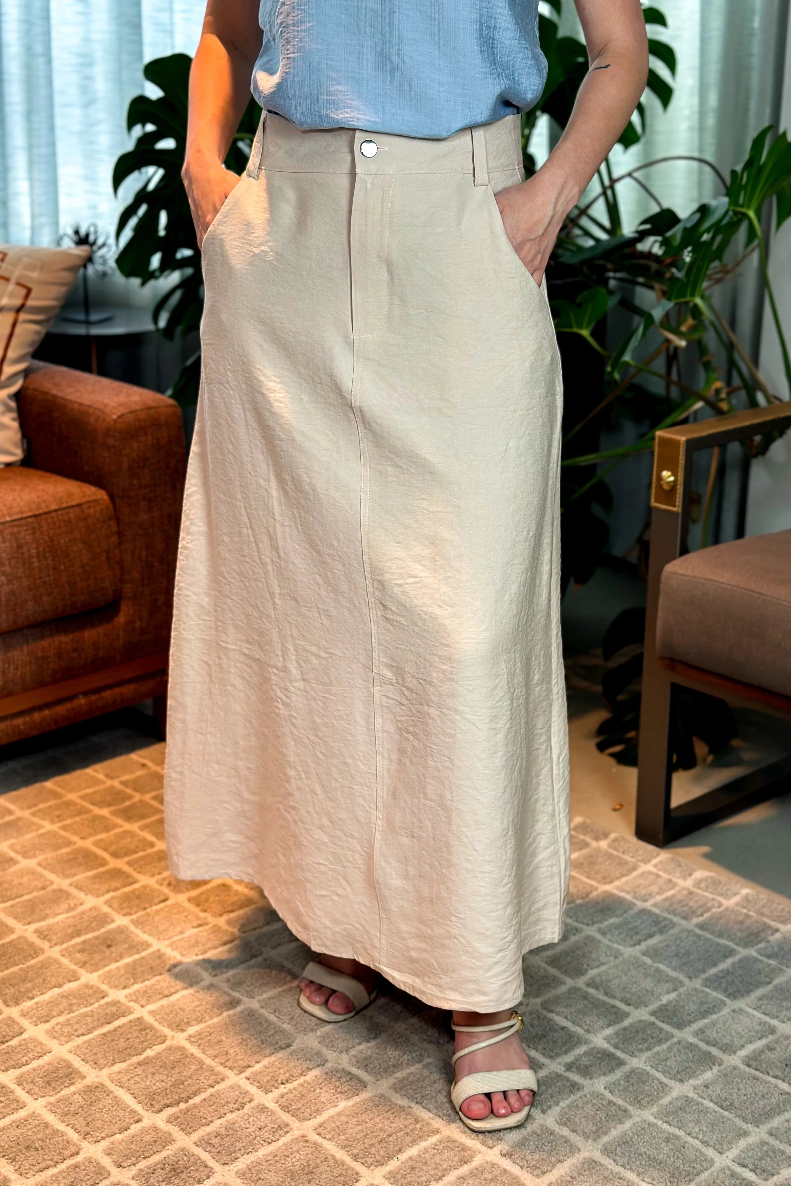 Saia Midi Visco Premium Carol Creme