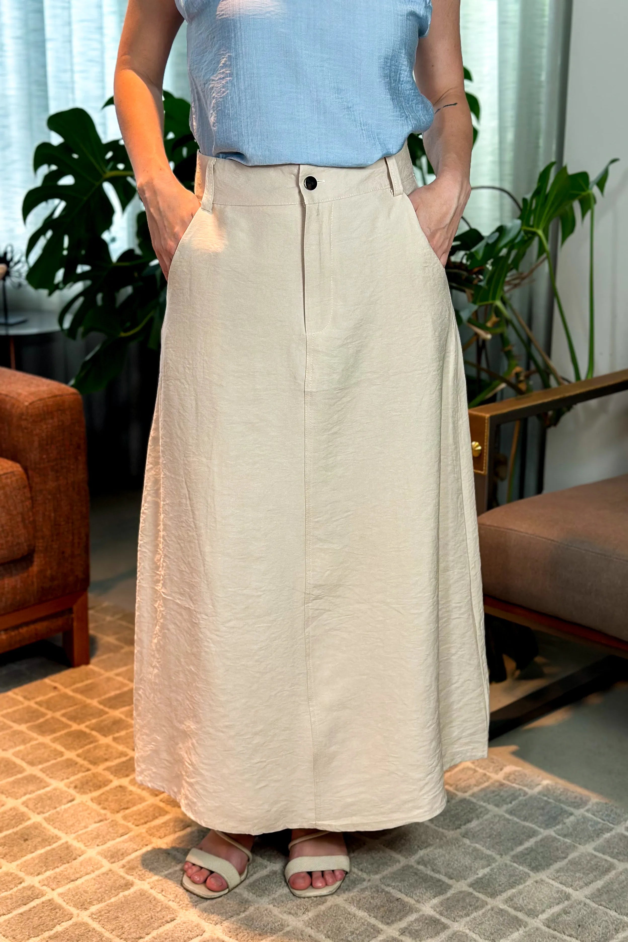 Saia Midi Visco Premium Carol Creme