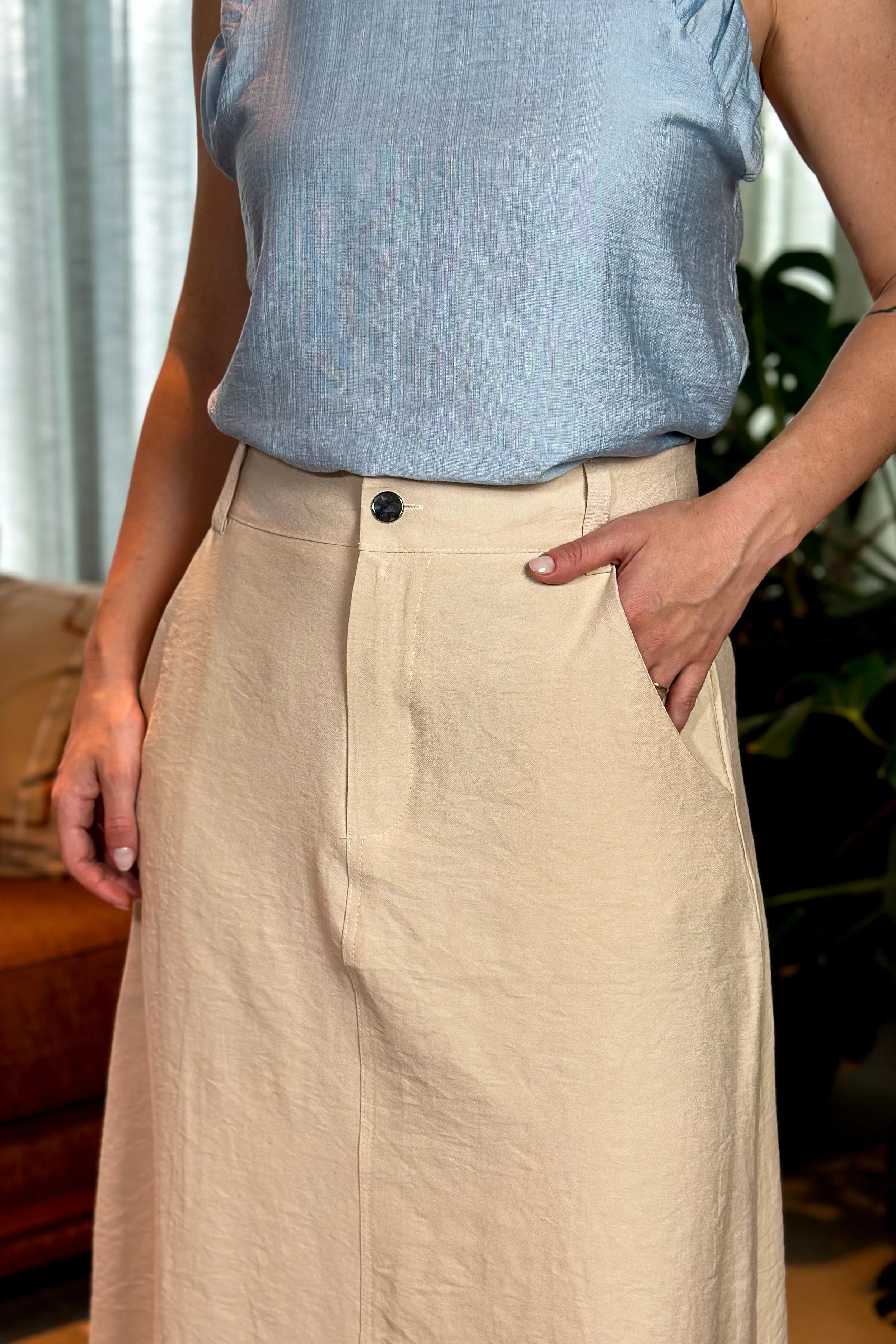 Saia Midi Visco Premium Carol Creme