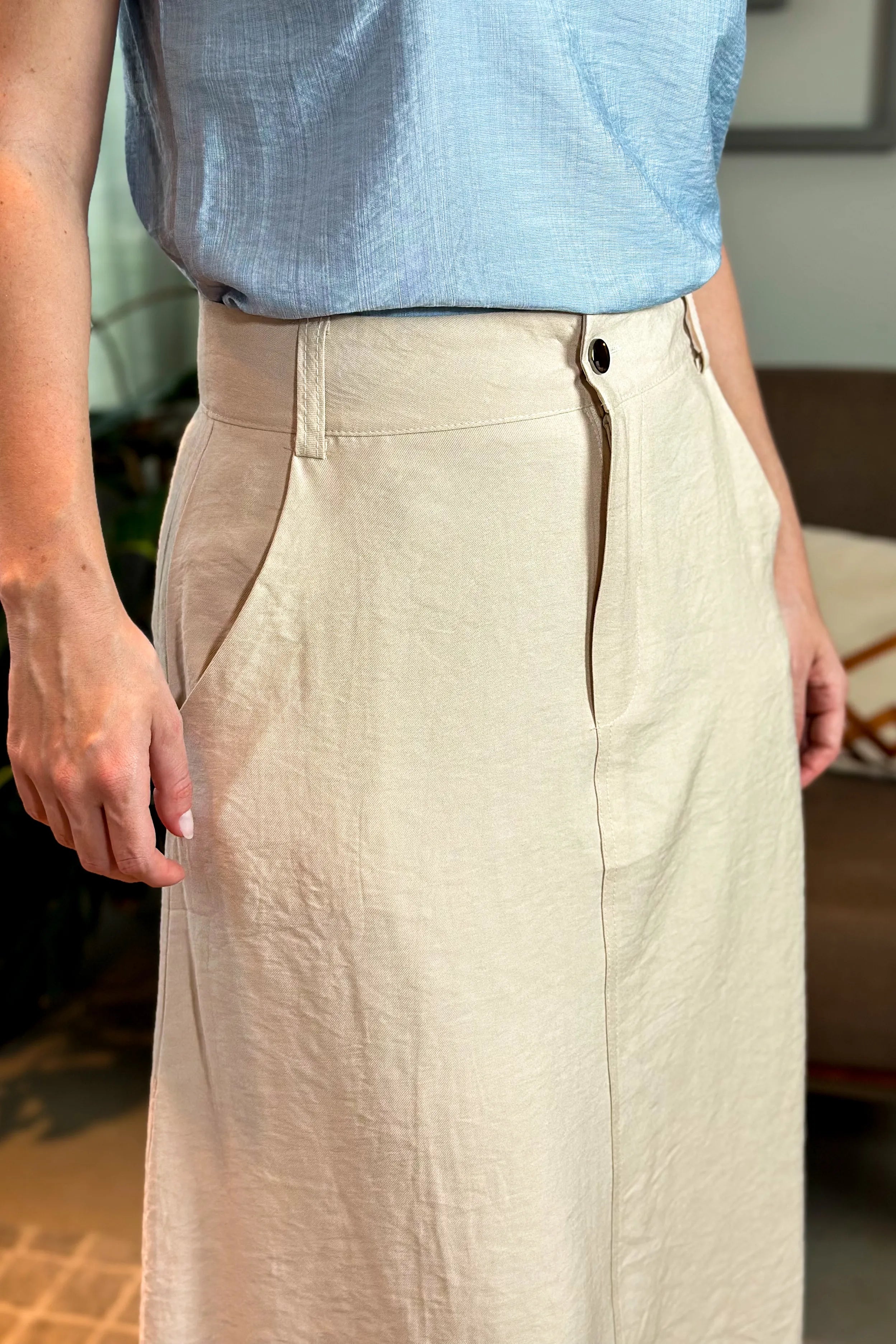 Saia Midi Visco Premium Carol Creme