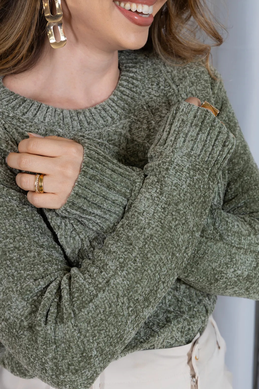 Blusa Manga Longa em Tricot Mousse Valentina Verde