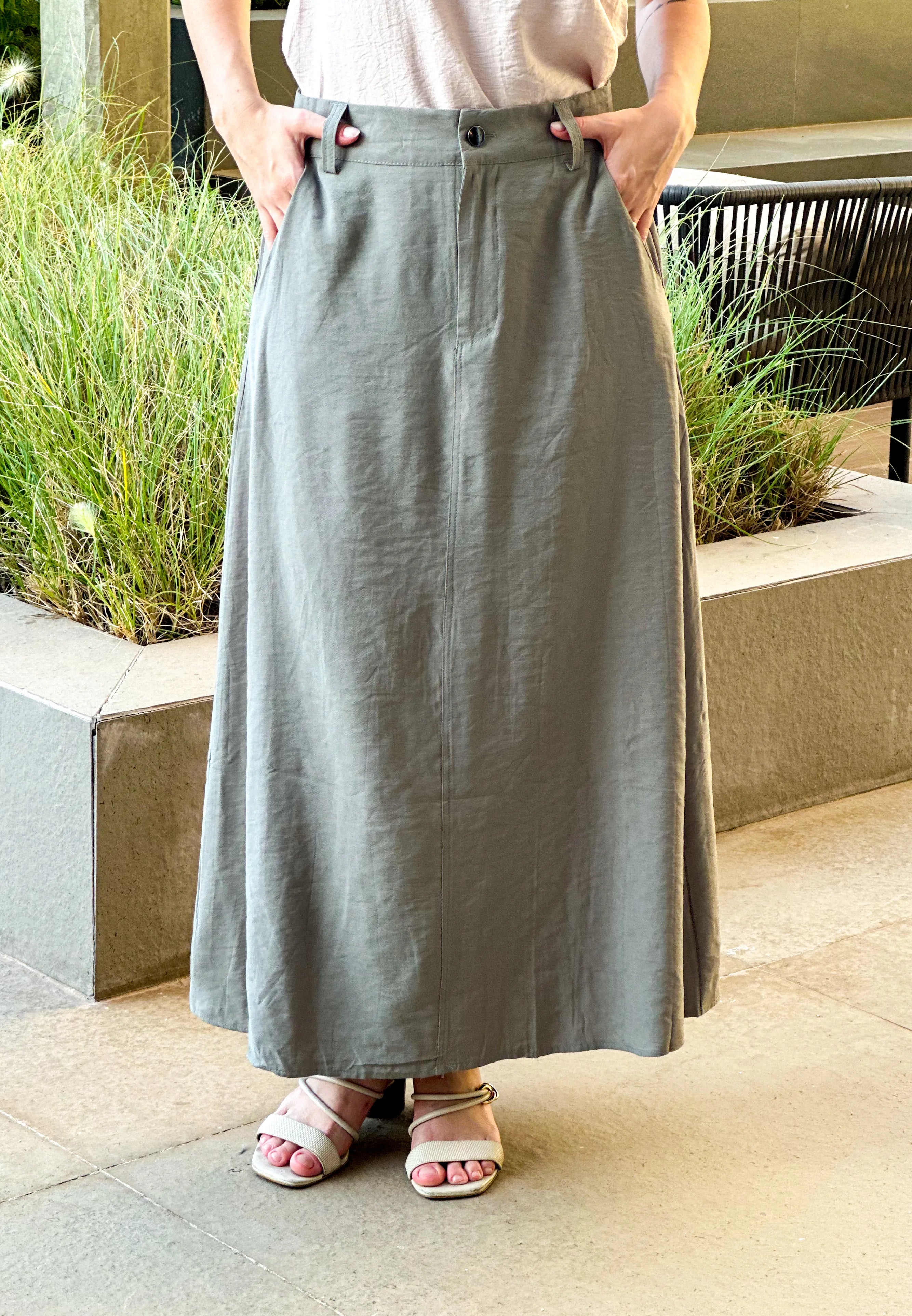 Saia Midi Visco Premium Carol Verde