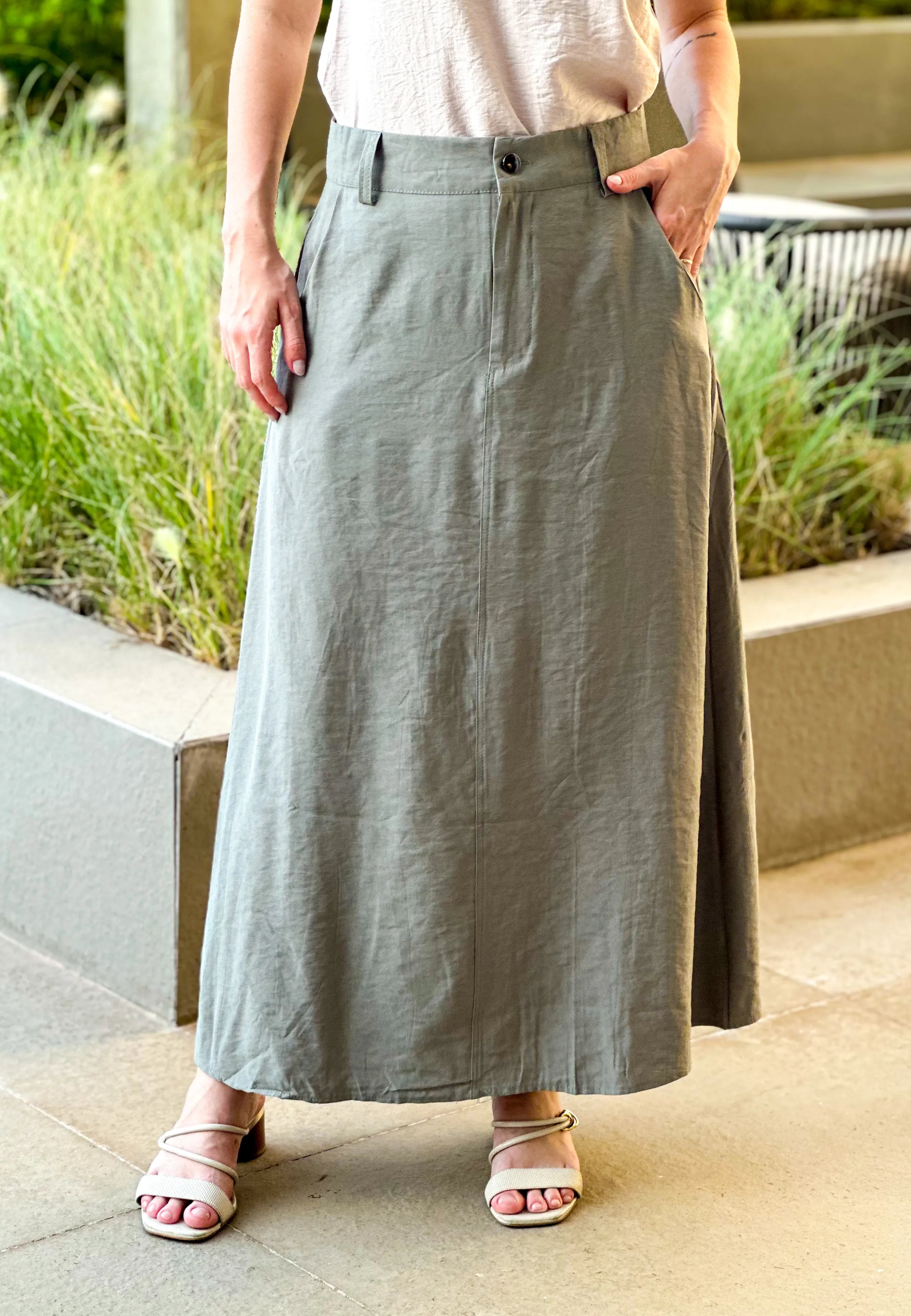 Saia Midi Visco Premium Carol Verde