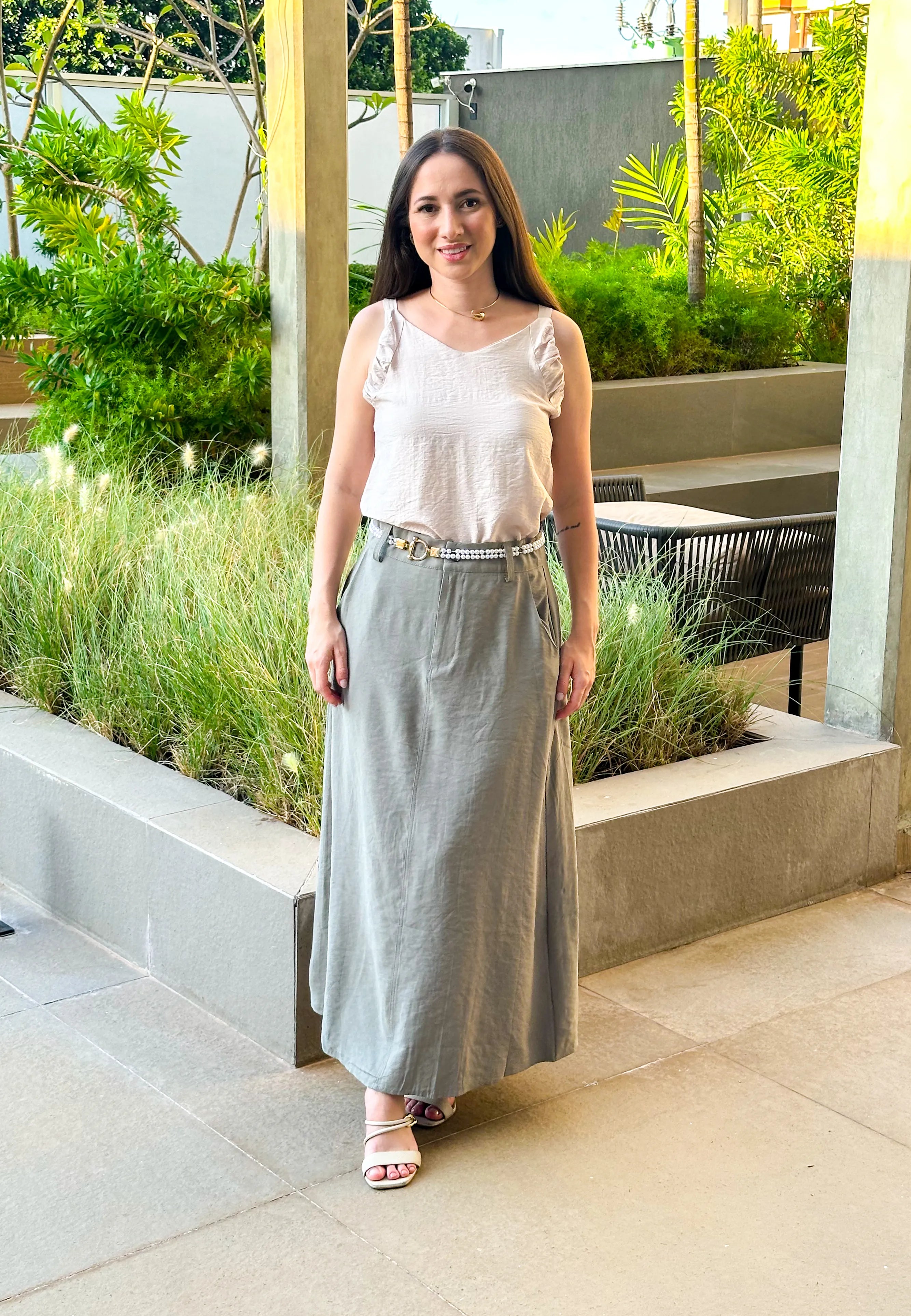 Saia Midi Visco Premium Carol Verde