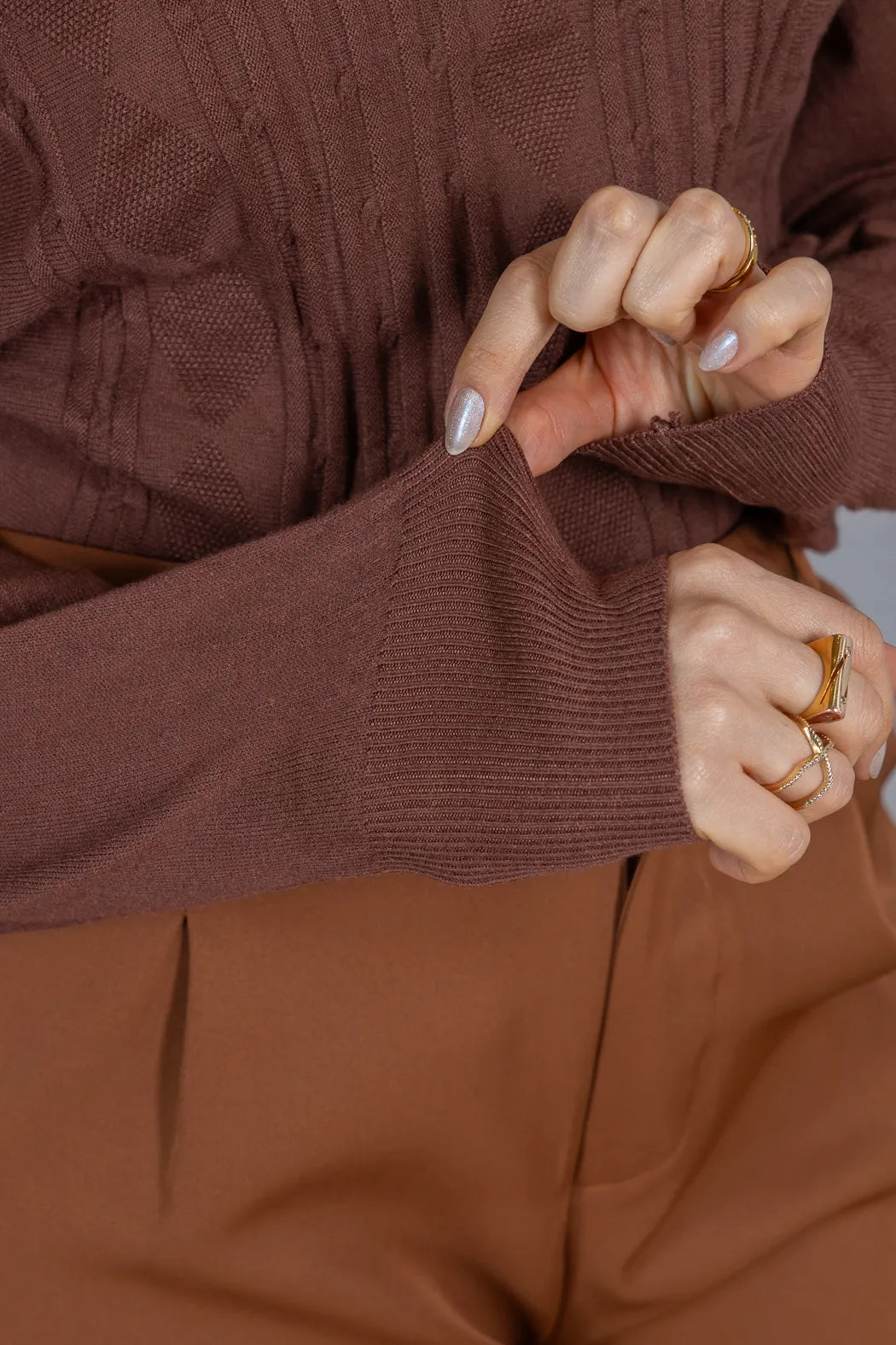 Tricot Manga Longa Ampla em Modal Jessica Marrom