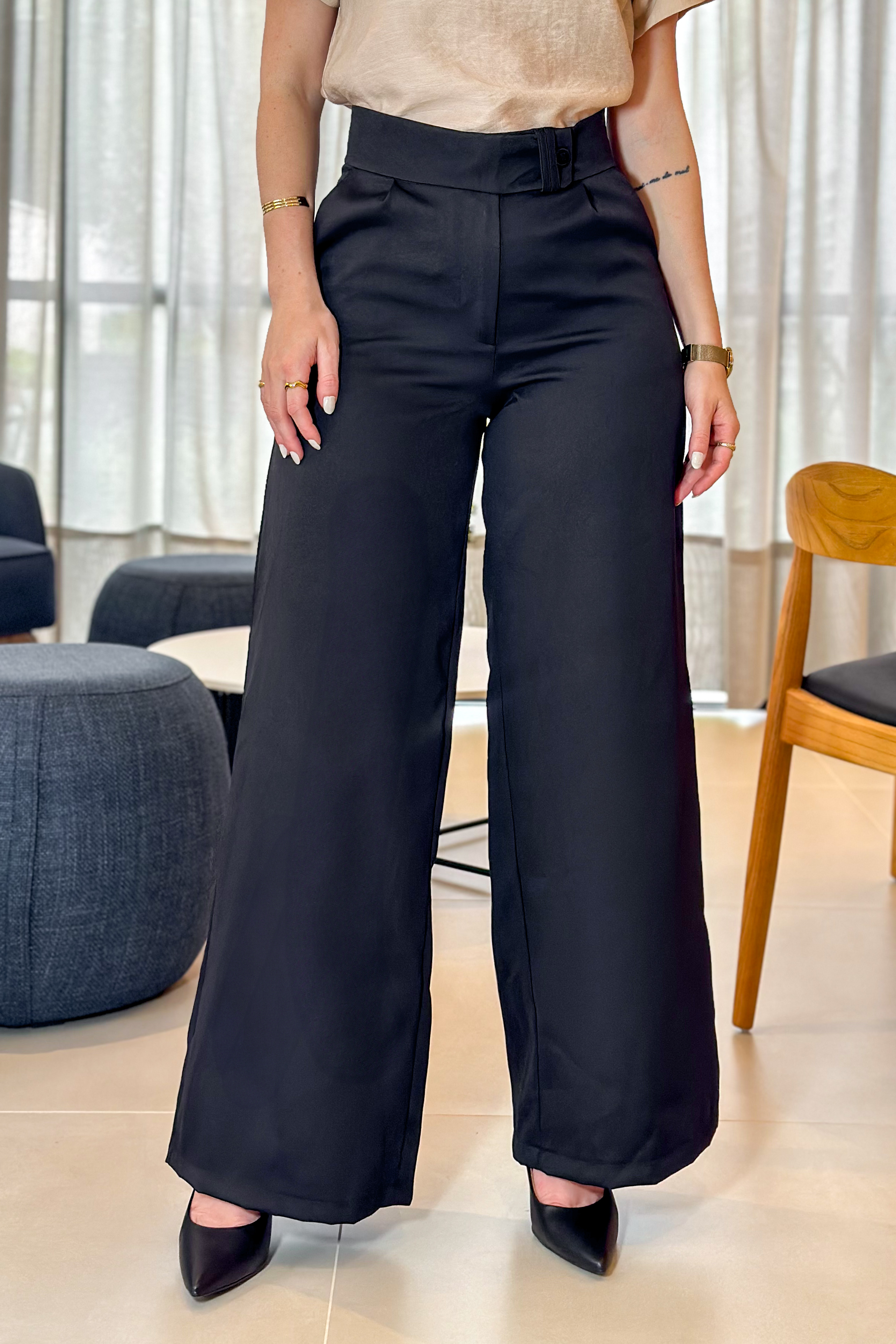 Calça Pantalona Alfaiataria Mariane Preta - imporium