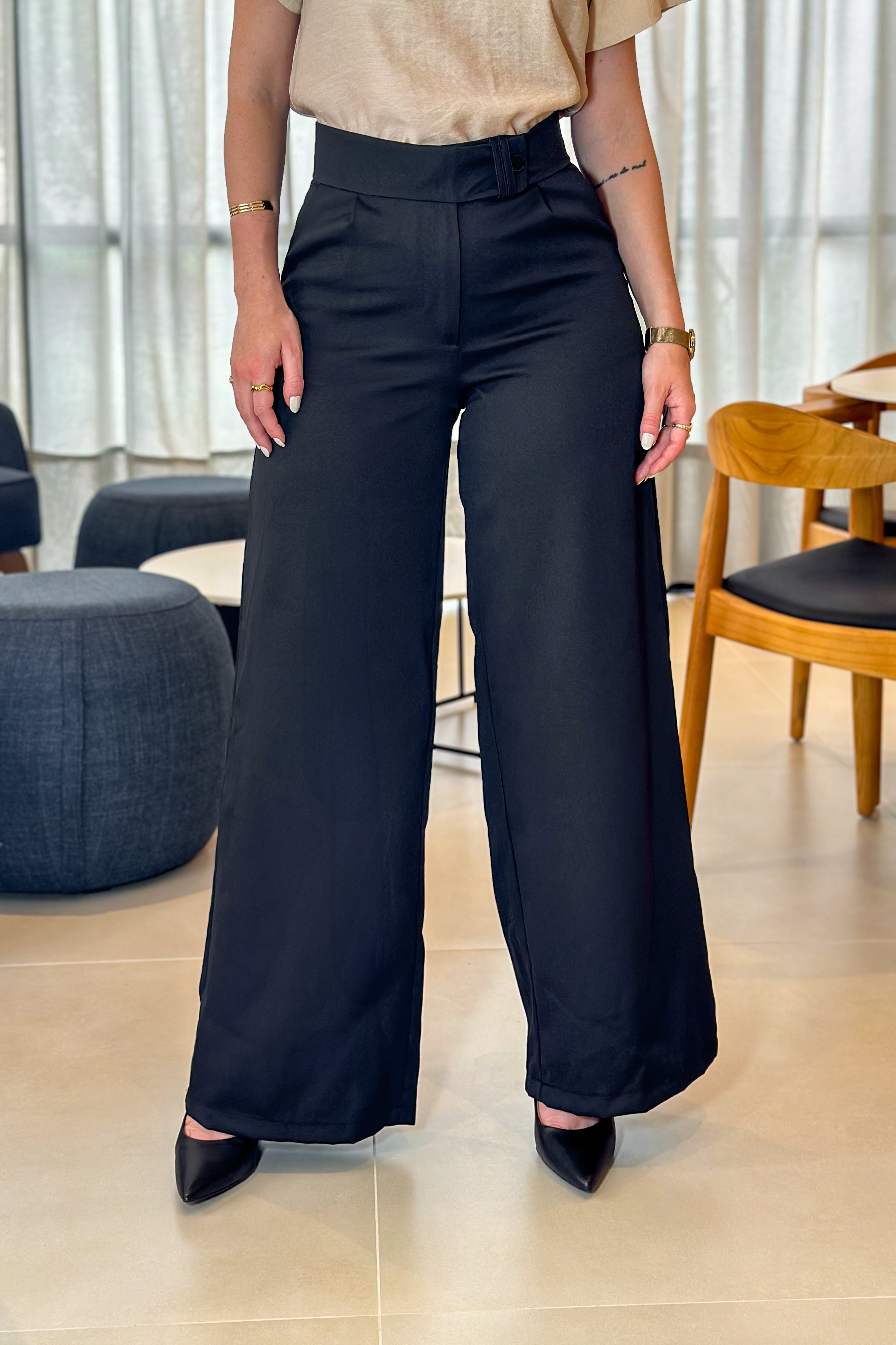 Calça Pantalona Alfaiataria Mariane Preta - imporium