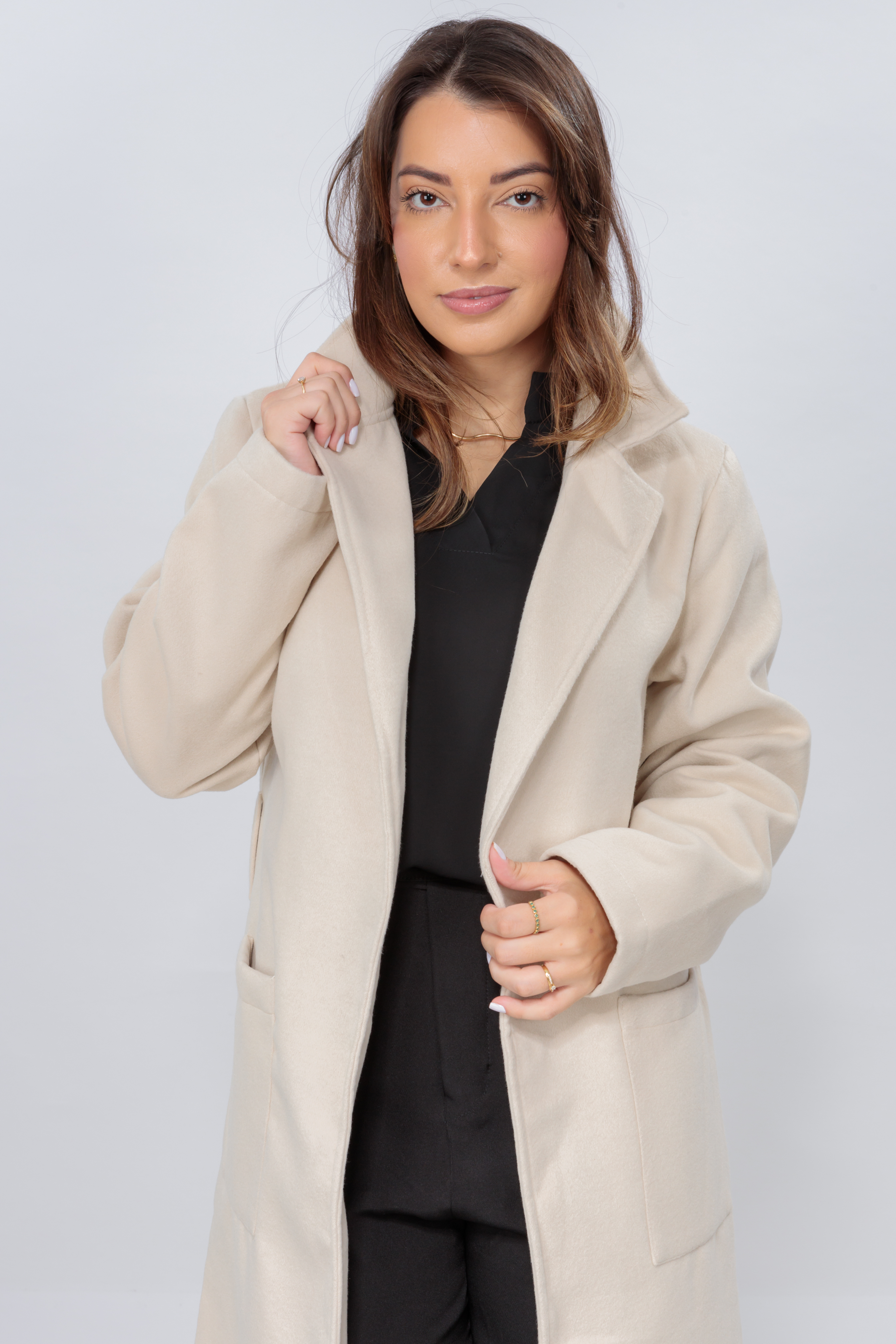 Casaco Lã Batida Diana Off White