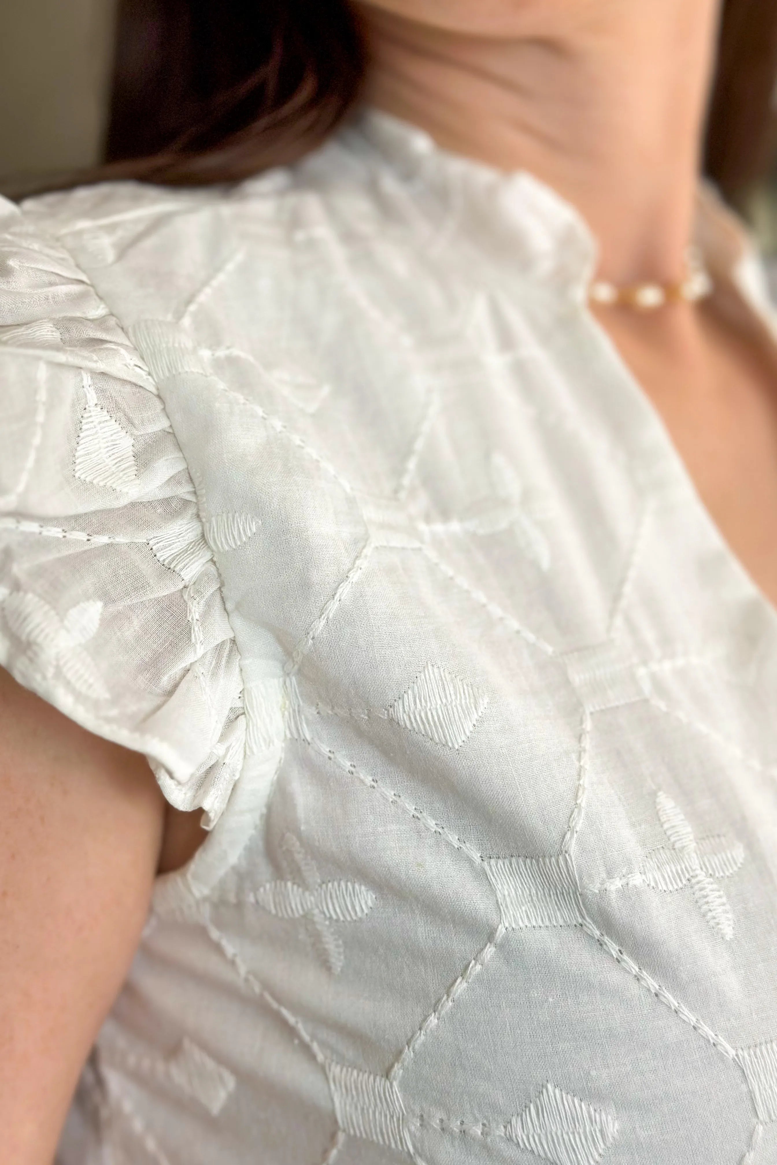 Blusa Decote "V" Babados Manga Laise Giovana Branca - imporium